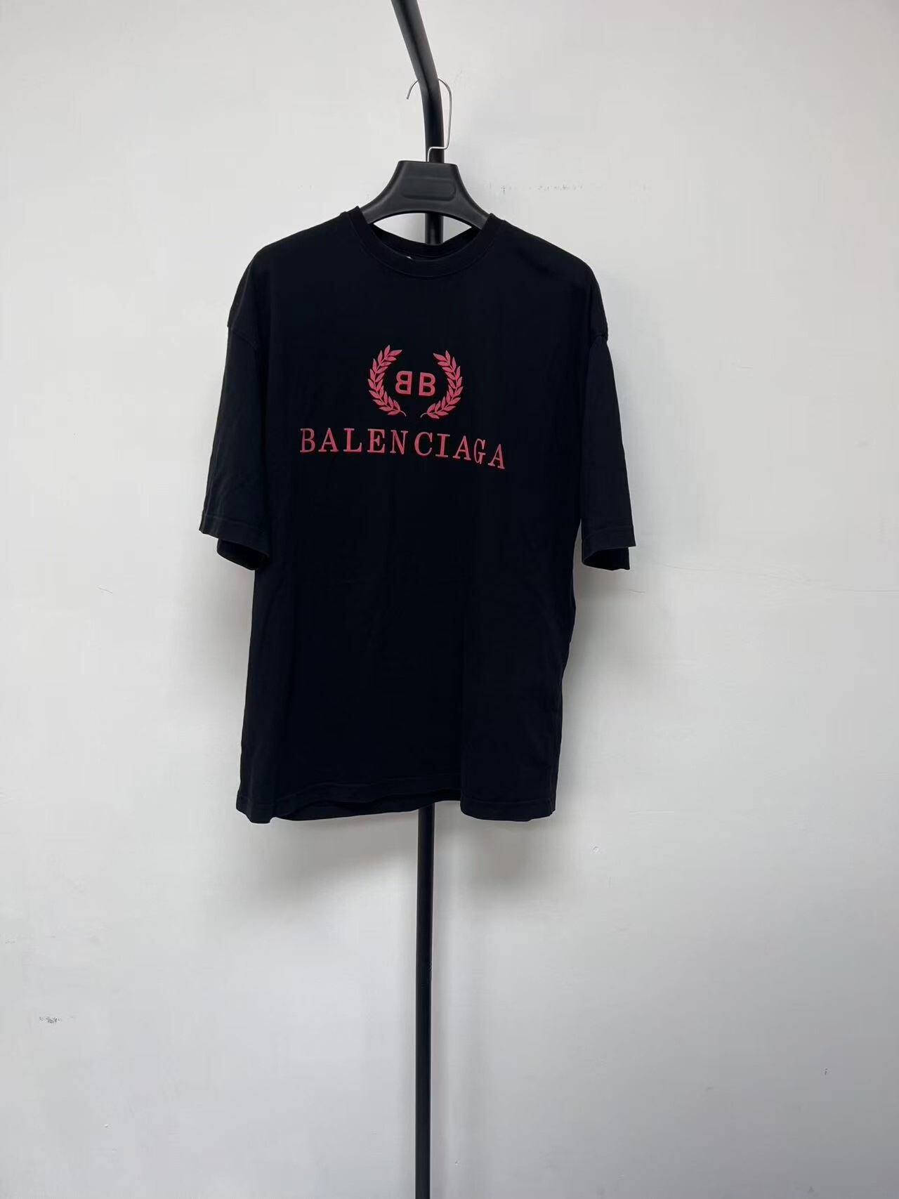 Balenciaga Red Logo Wheat Ear Short-Sleeve T-Shirt