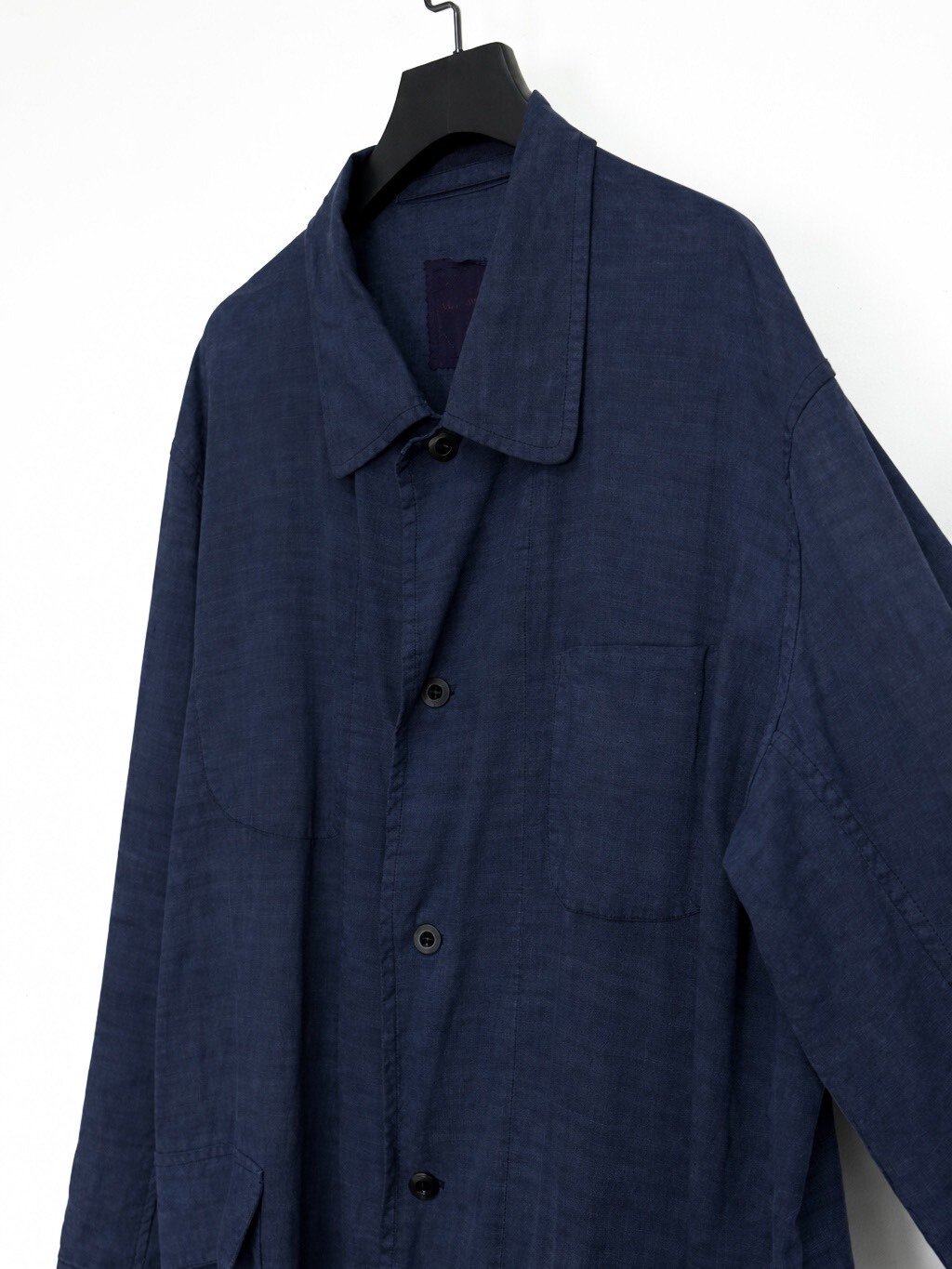 Chez VIDALENC Indigo Dyed Linen Coat — label