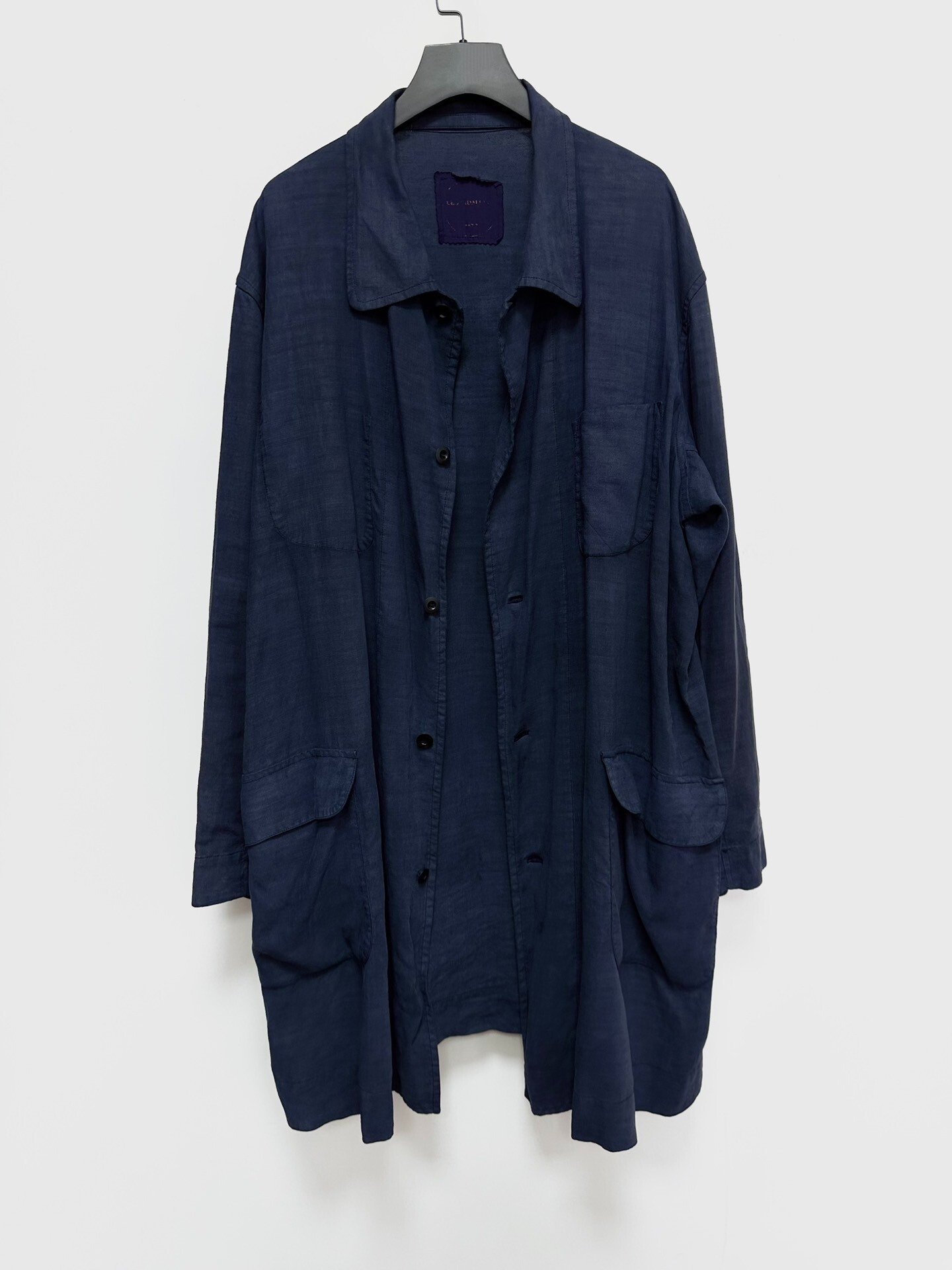 Chez VIDALENC Indigo Dyed Linen Coat — detail