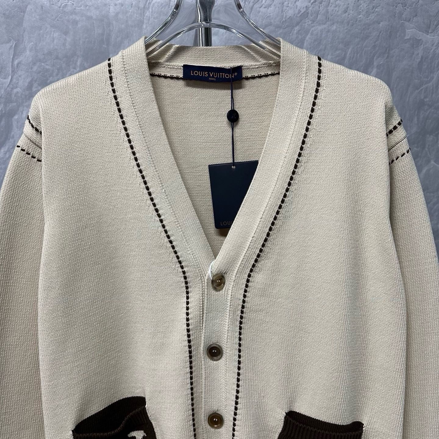 Louis Vuitton Tyler FW24 Logo Intarsia Cardigan — front