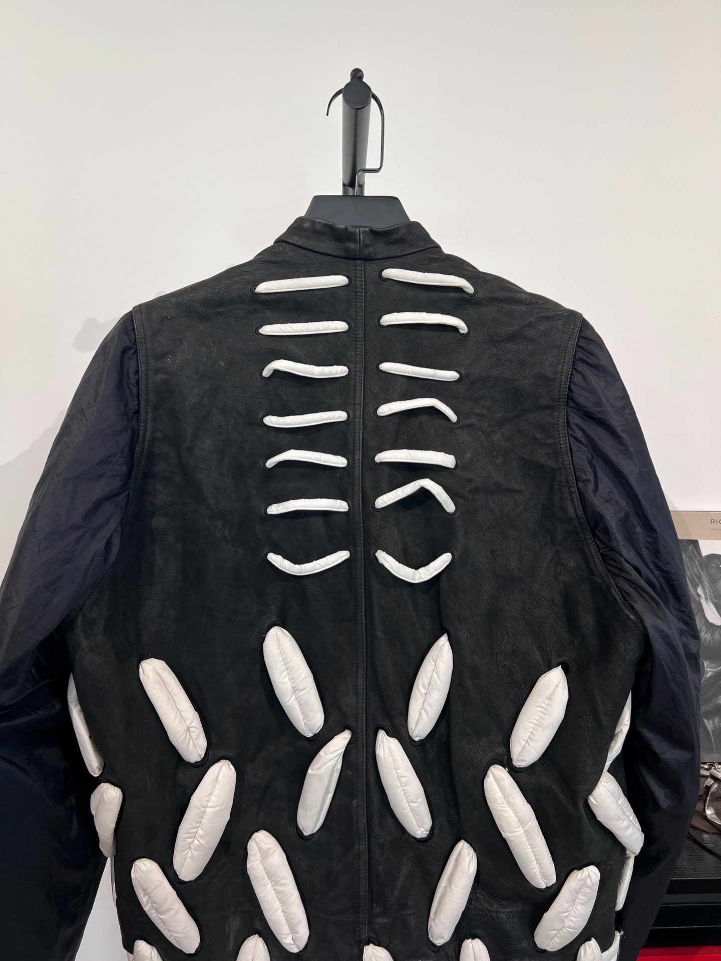 Rick Owens Down Leather Spliced Jacket — back