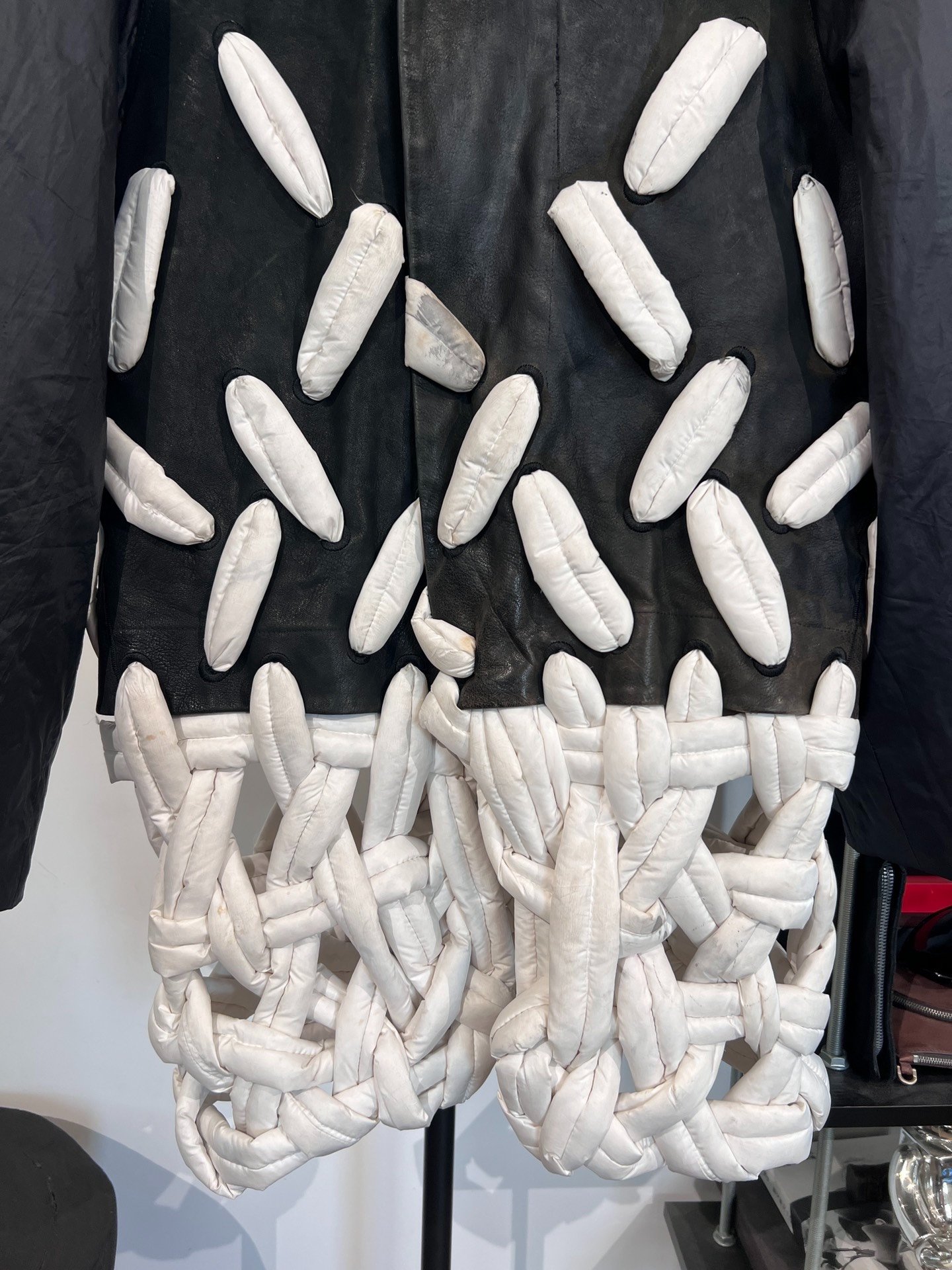 Rick Owens Down Leather Spliced Jacket — label