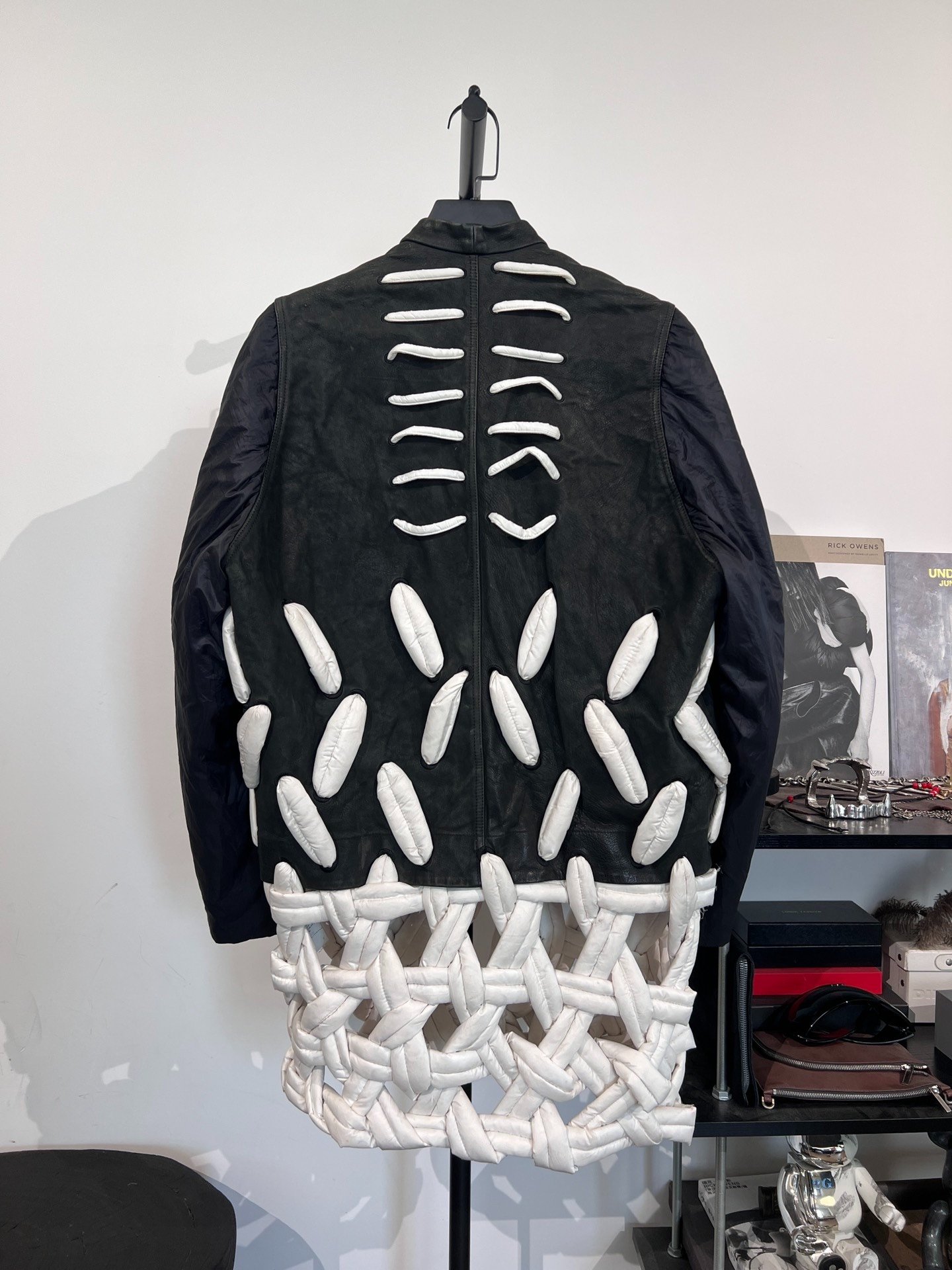Rick Owens Down Leather Spliced Jacket — front