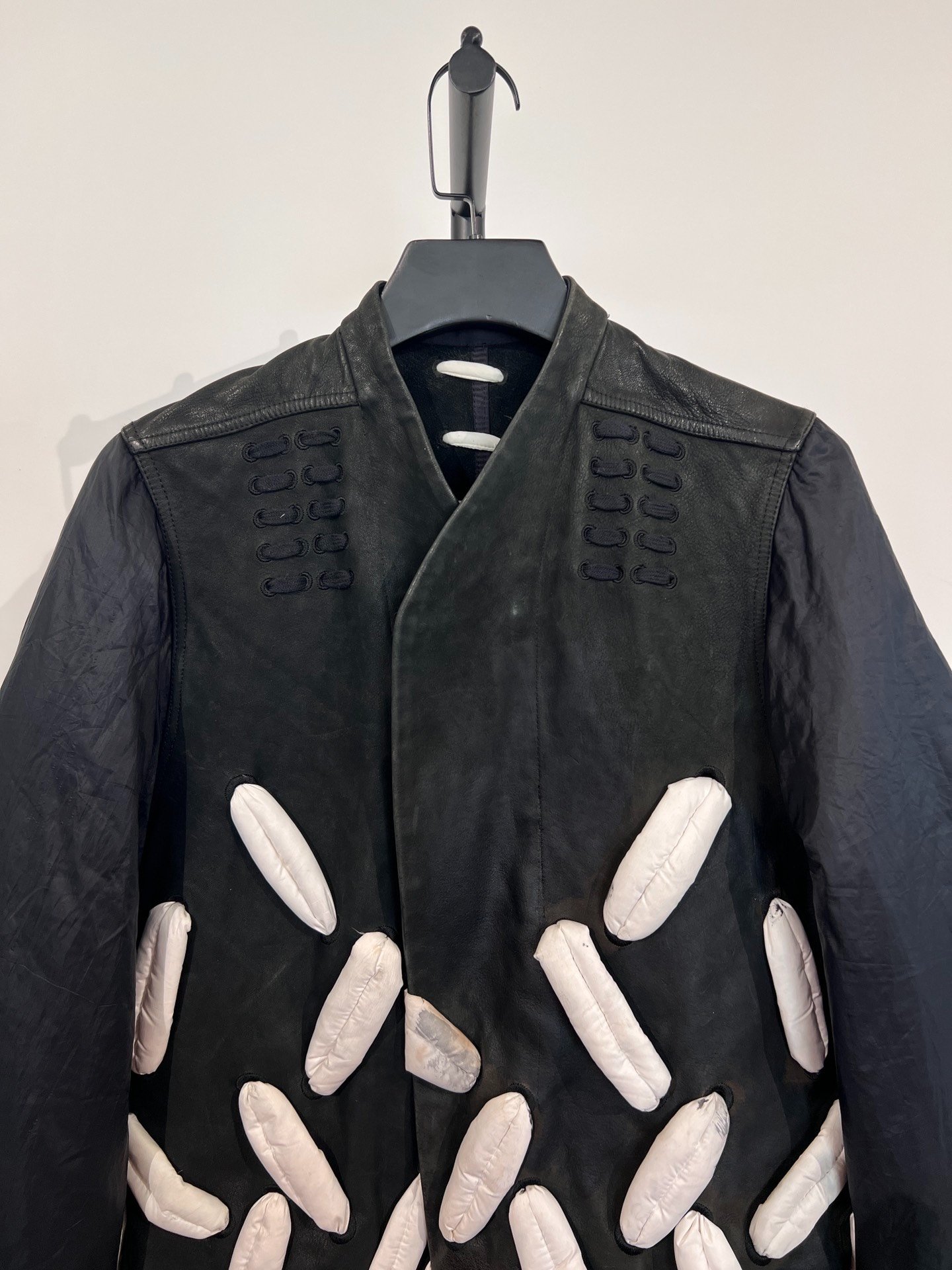Rick Owens Down Leather Spliced Jacket — detail