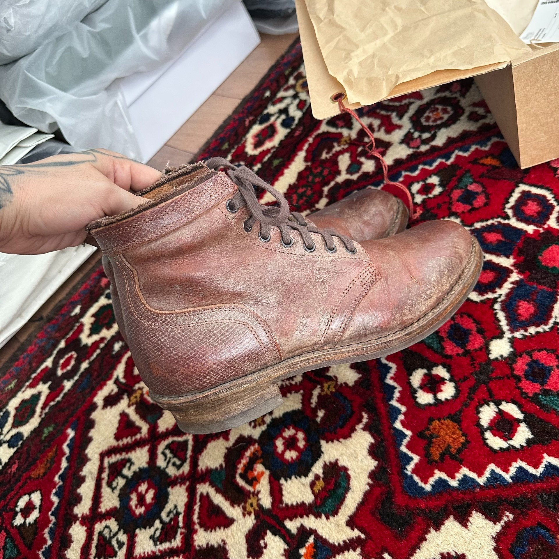 visvim 22AW ICT Lafayette Mud-Dyed Boots — label