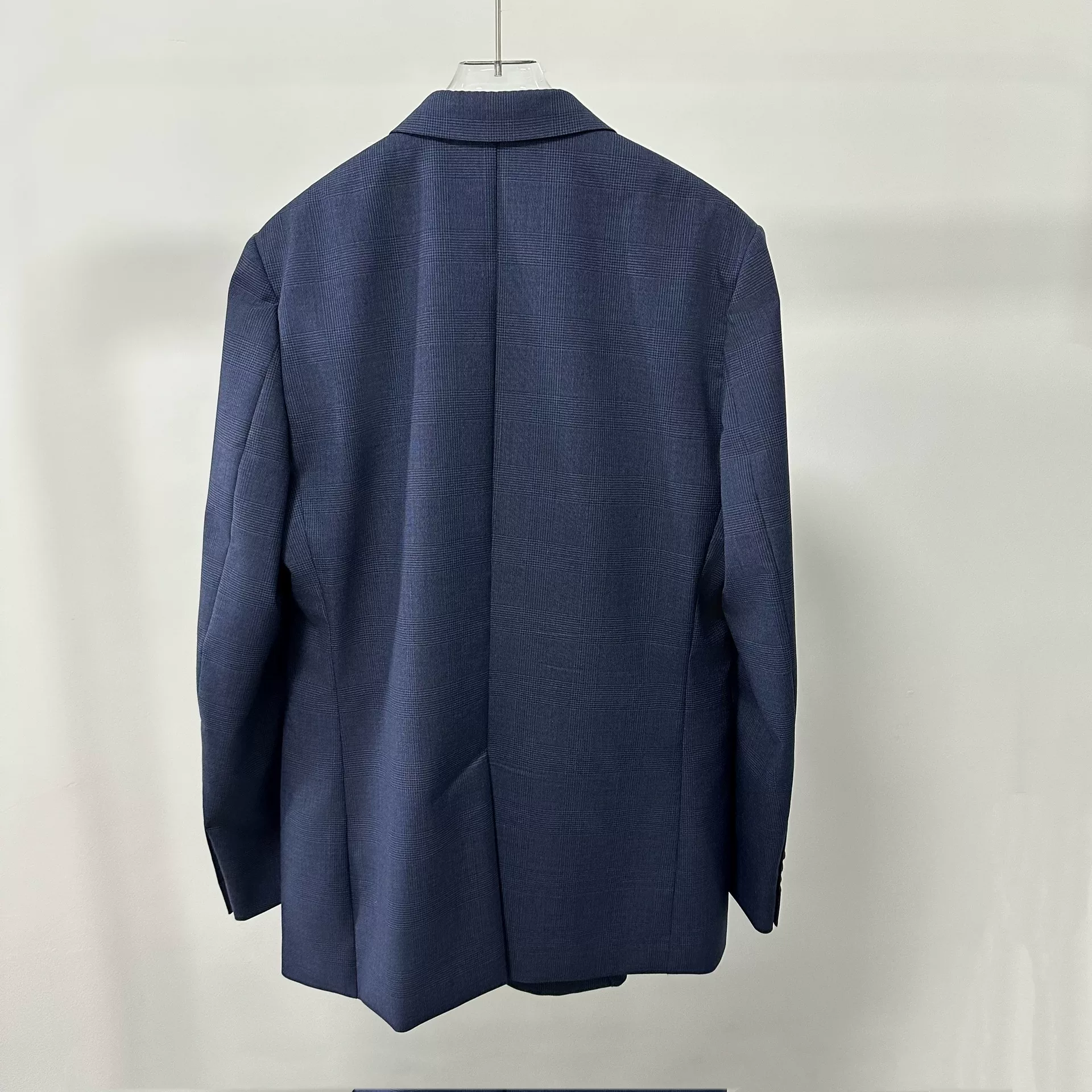 Dior Dark Blue Checkered Double-Breasted Blazer — detail