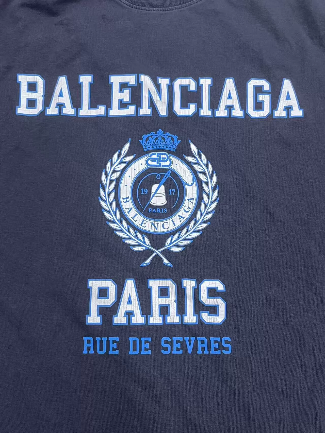 Balenciaga Navy Logo Short-Sleeve T-Shirt — detail