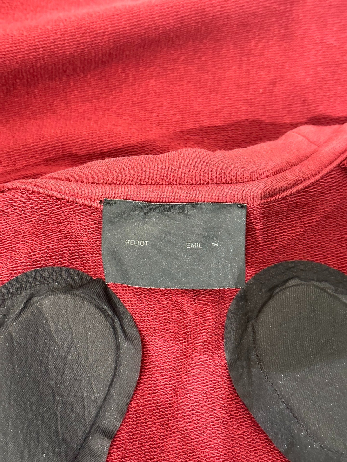 Heliot Emil Washed Distressed Red T-shirt — label