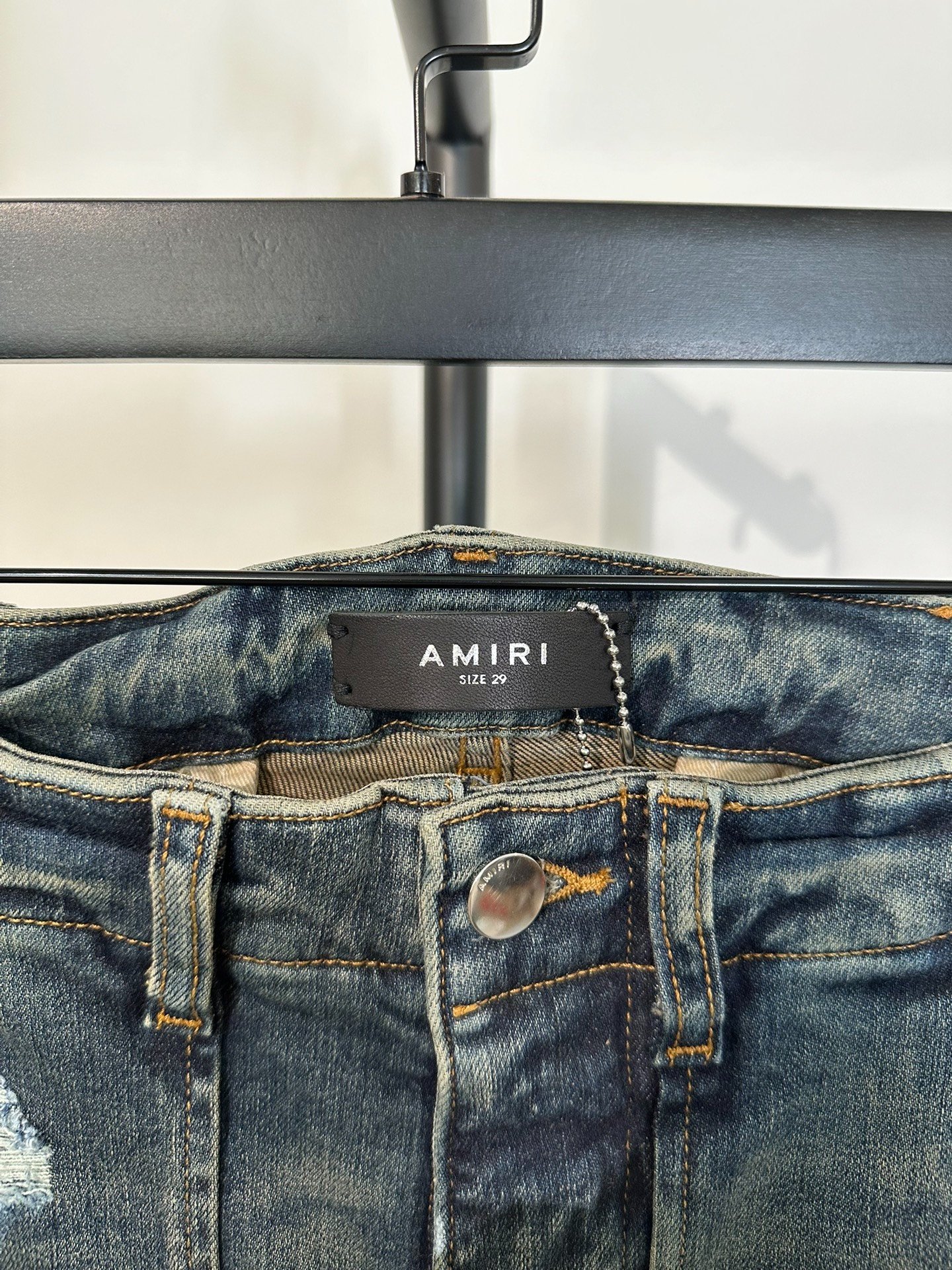 Amiri Blue Cargo Jeans with Ribbons — back