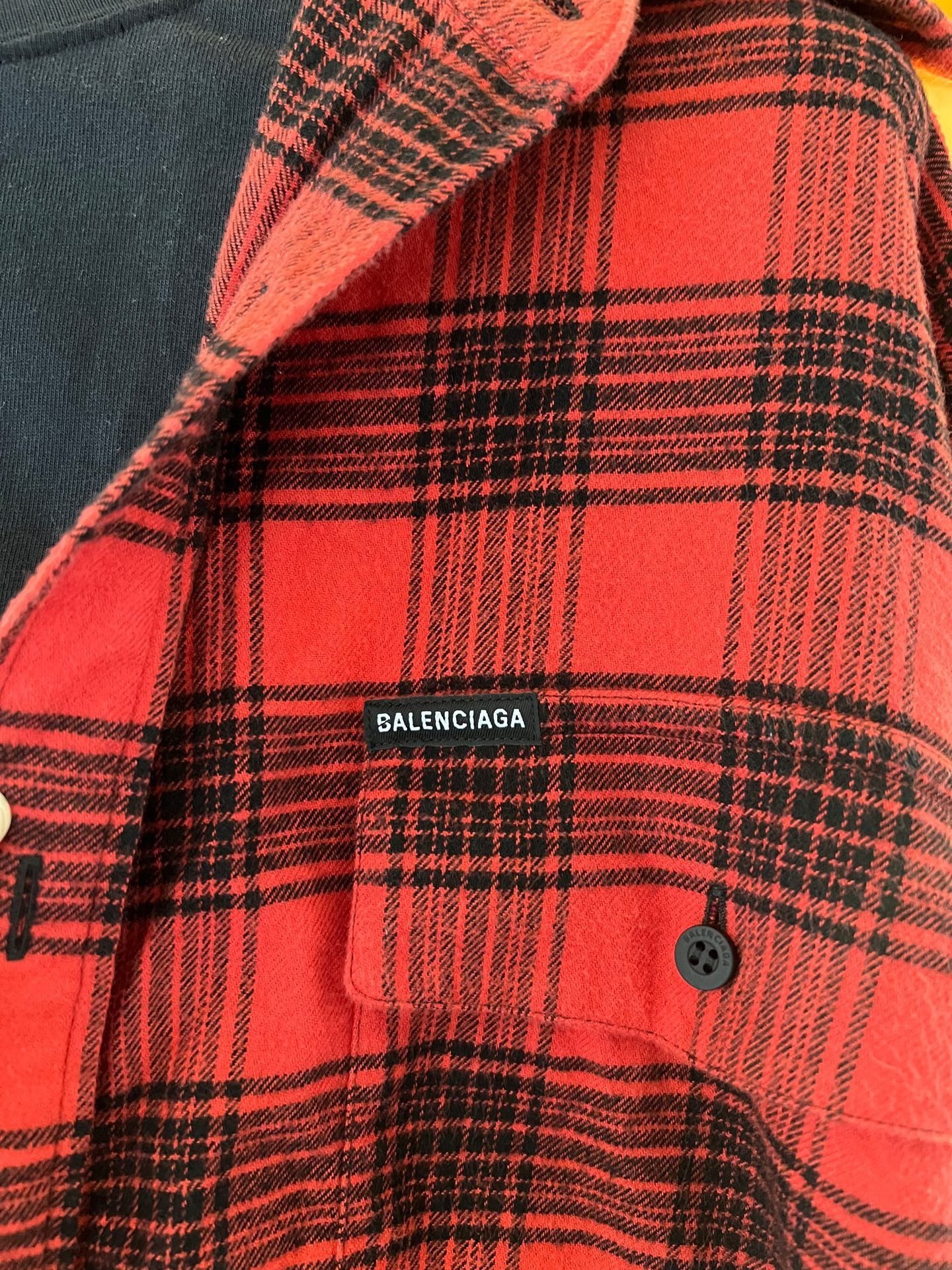 Balenciaga Plaid Flannel Fake Two-Piece Shirt — detail
