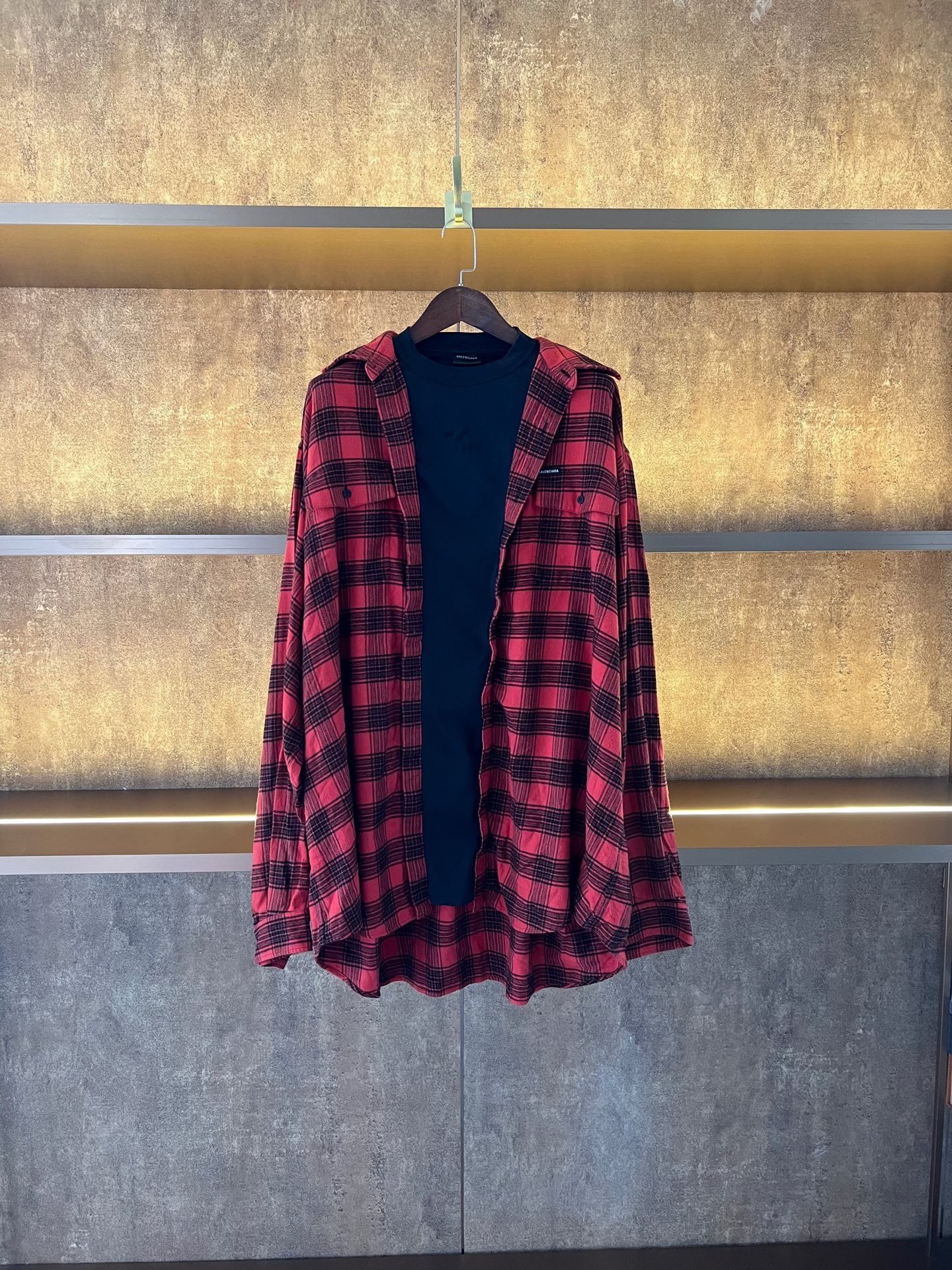 Balenciaga Plaid Flannel Fake Two-Piece Shirt