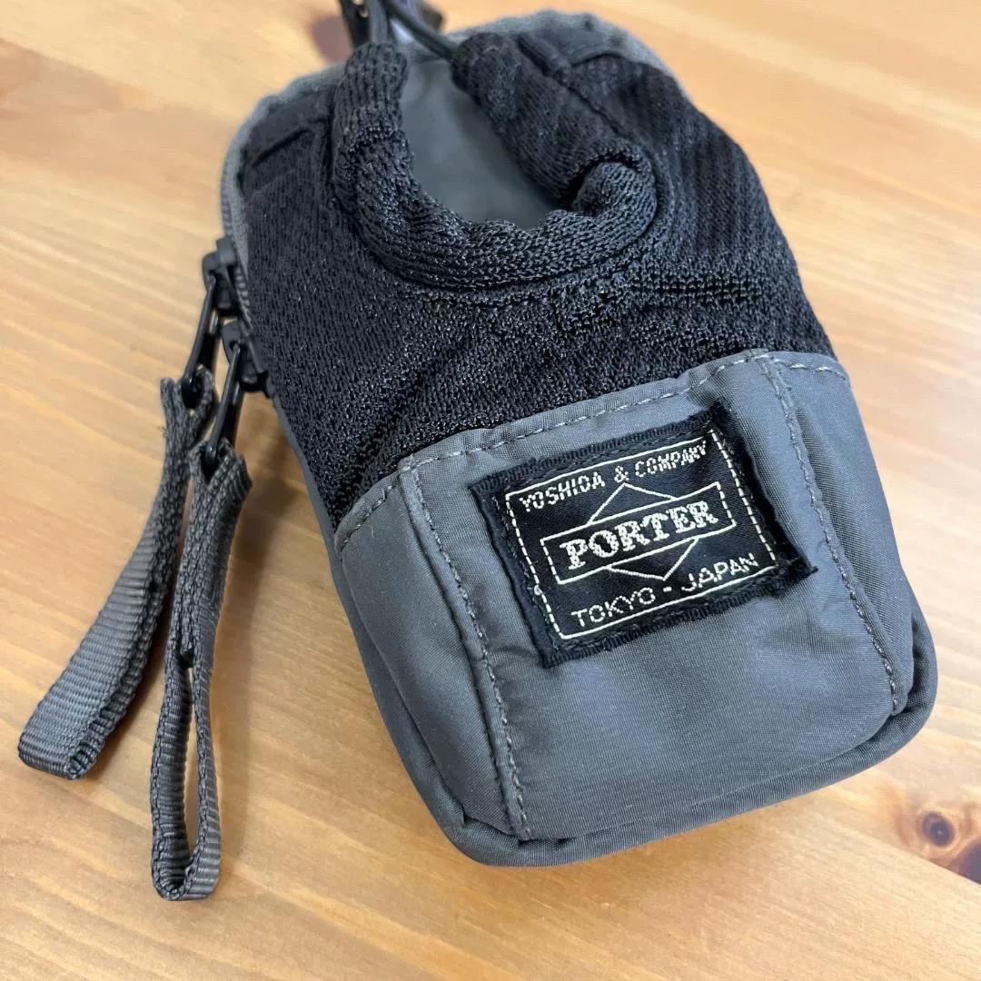 Porter Tokyo Small Gray Phone Bag — front