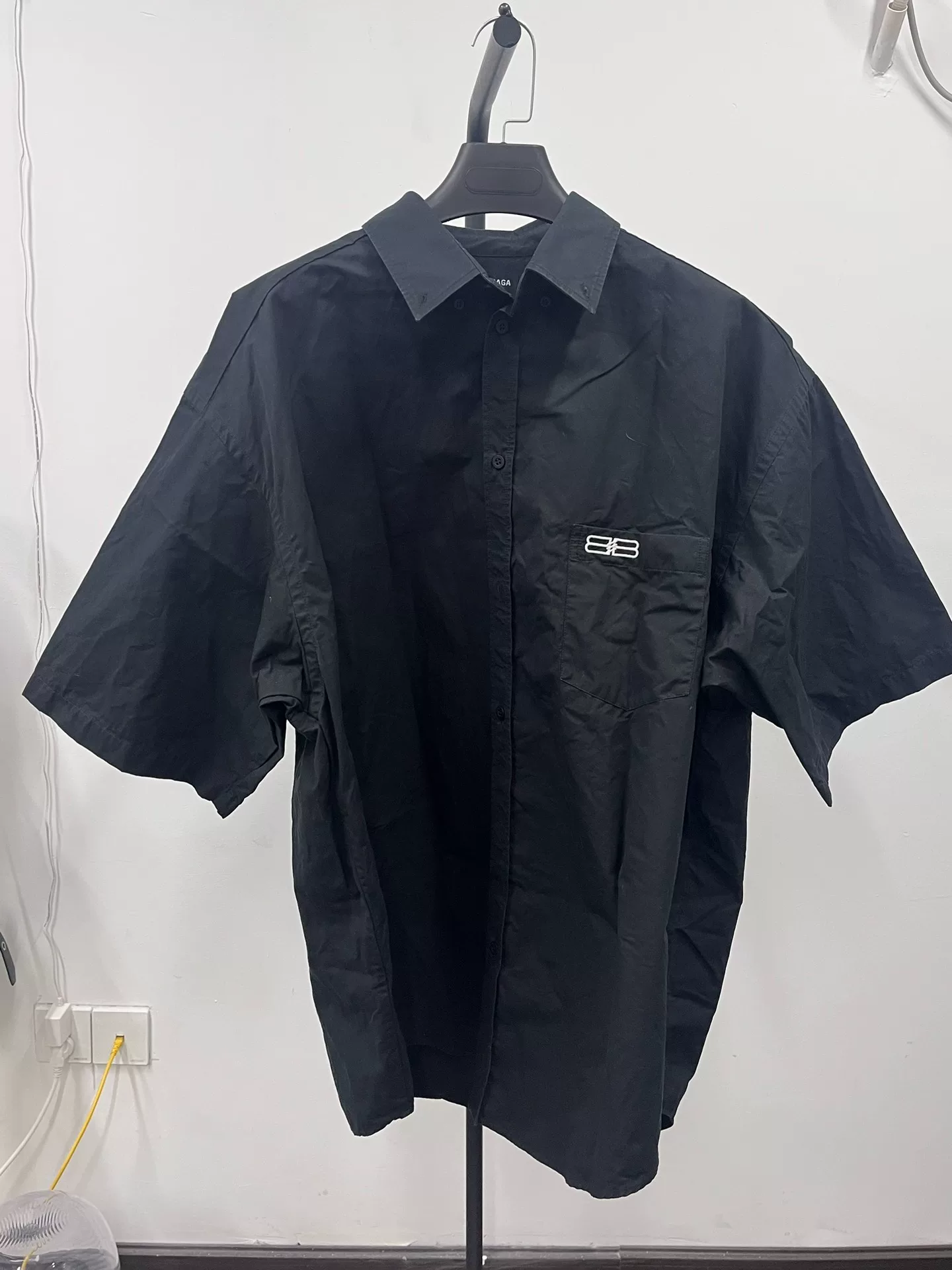 Balenciaga Black Short-Sleeve Bat Shirt — front