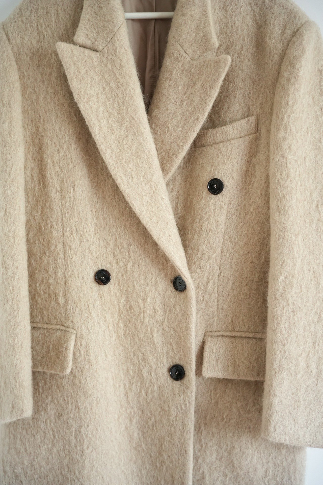 System Asymmetrical Double-Breasted Mohair Coat — back