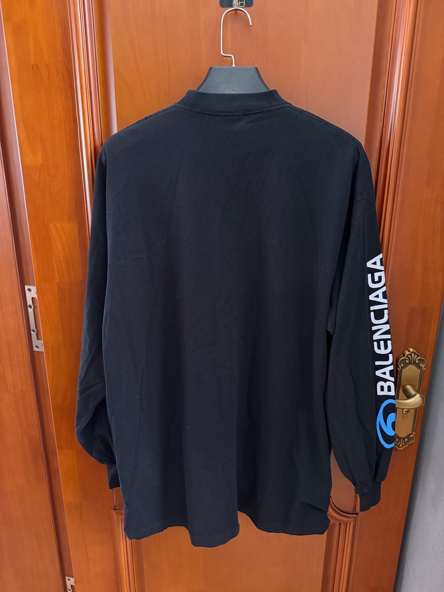Balenciaga Surf Logo Black Long Sleeve T-Shirt — front