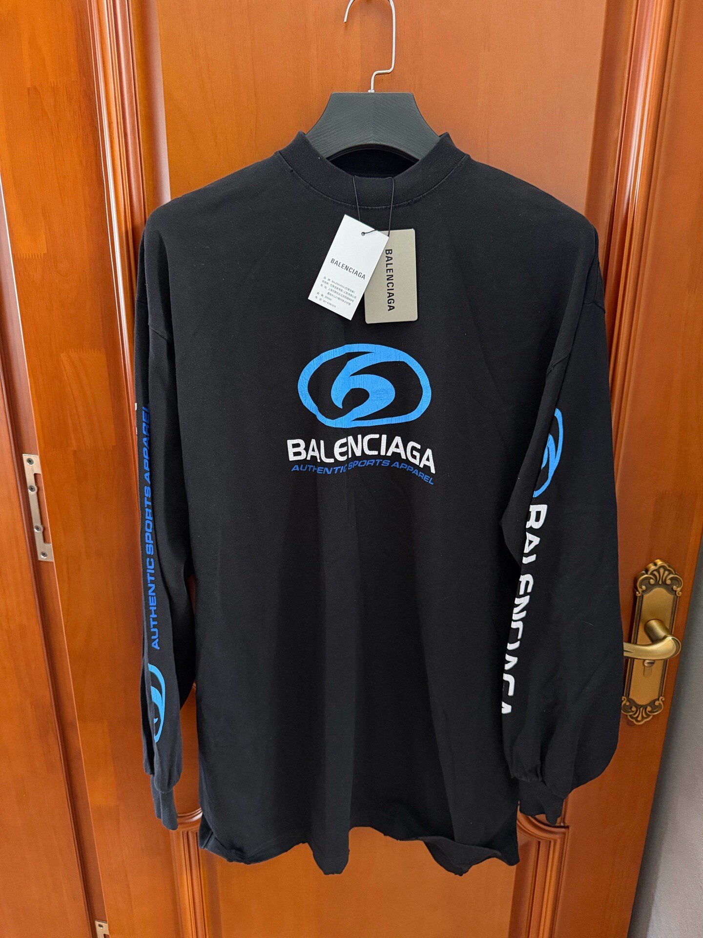 Balenciaga Surf Logo Black Long Sleeve T-Shirt