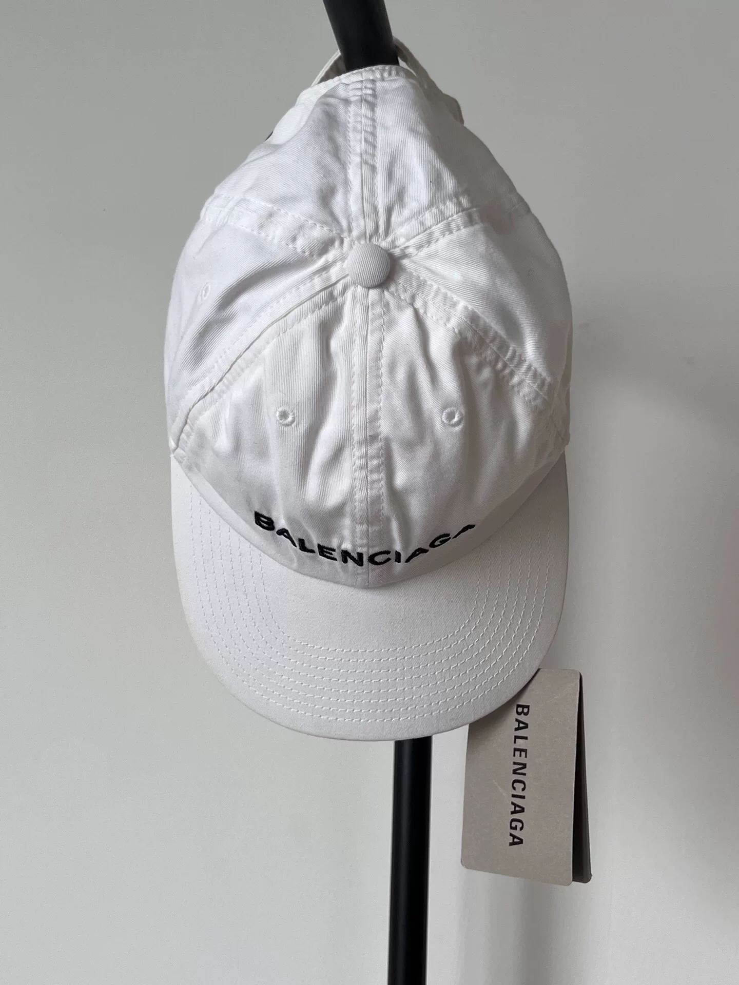 Balenciaga Logo Embroidered White Baseball Cap