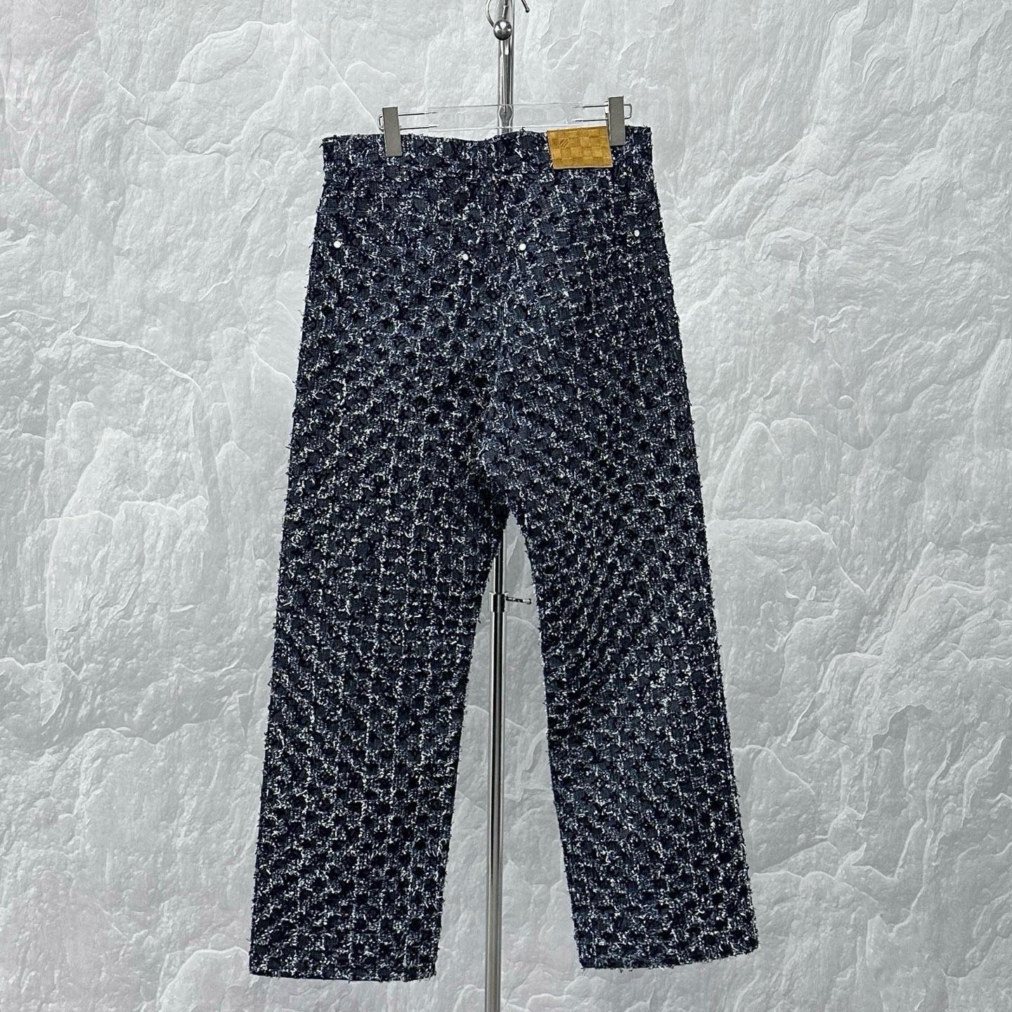Louis Vuitton FW25 Flocked Print Denim Pants — back