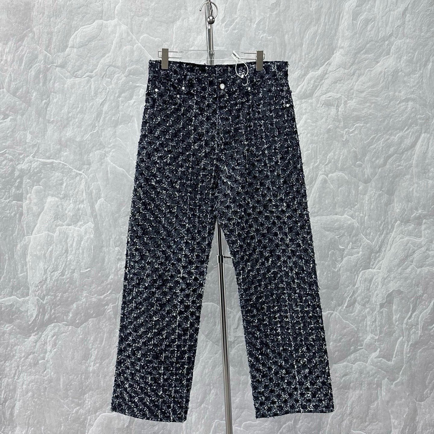 Louis Vuitton FW25 Flocked Print Denim Pants
