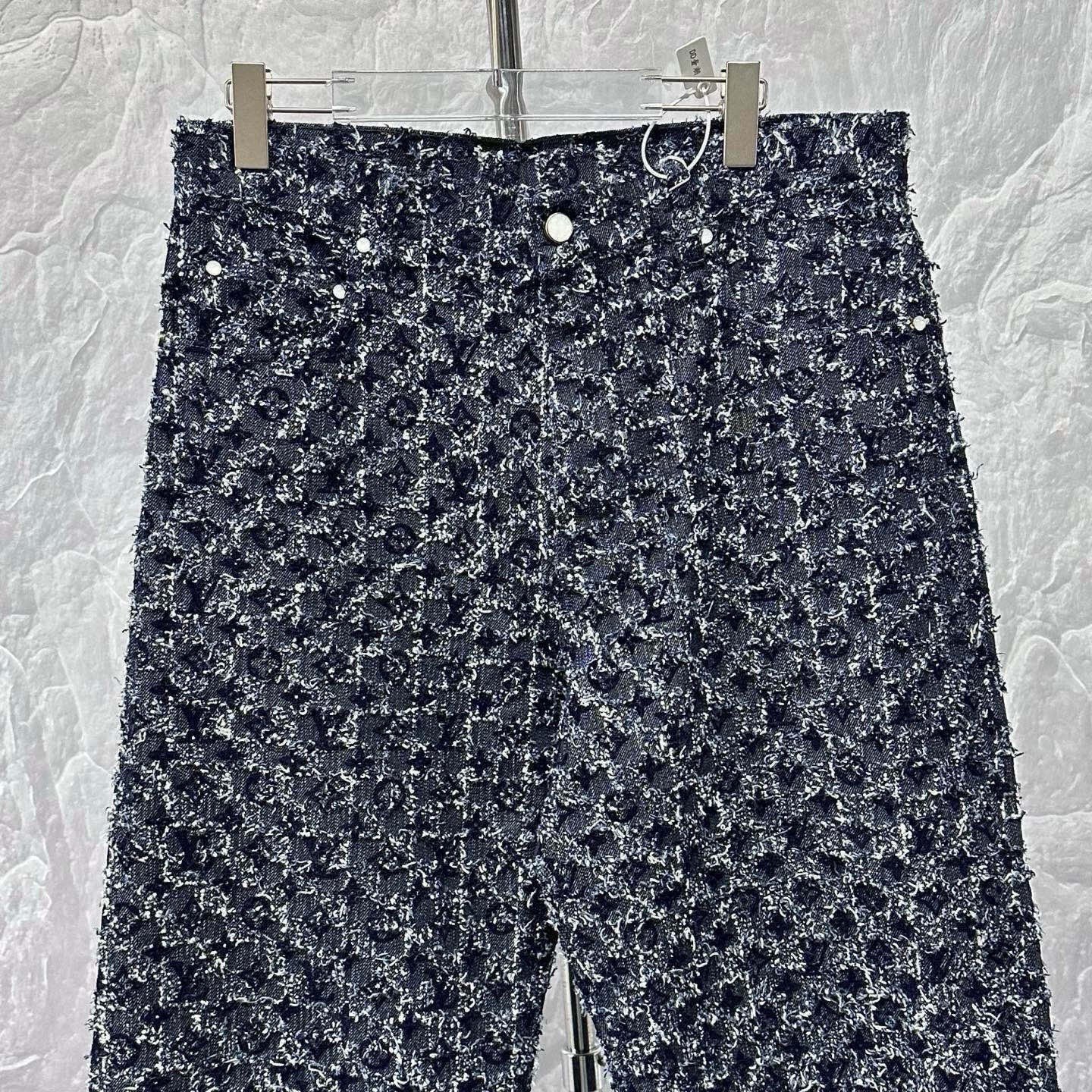 Louis Vuitton FW25 Flocked Print Denim Pants — front