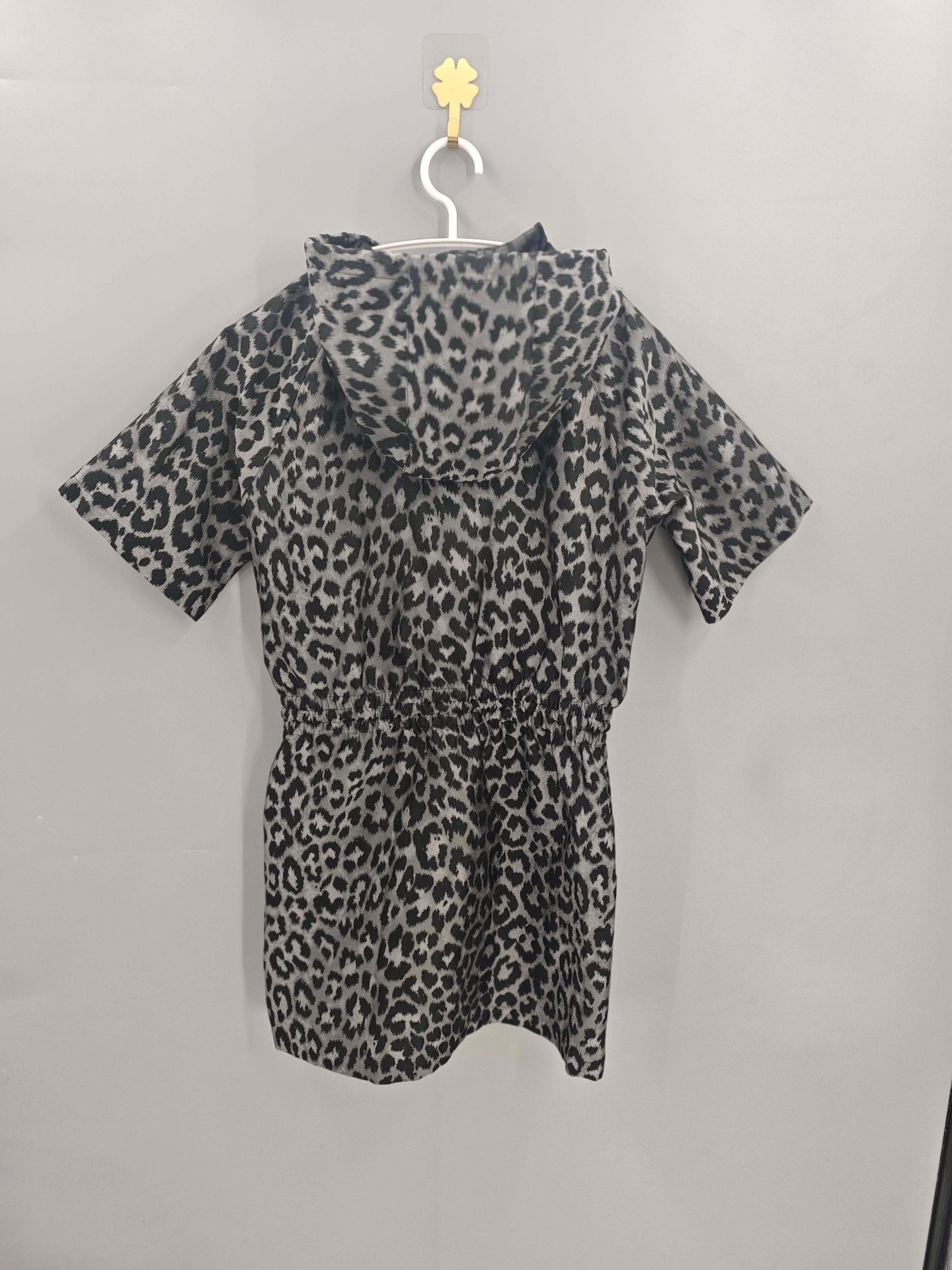 Dior Leopard Print Hooded Half-Zip Dress — front