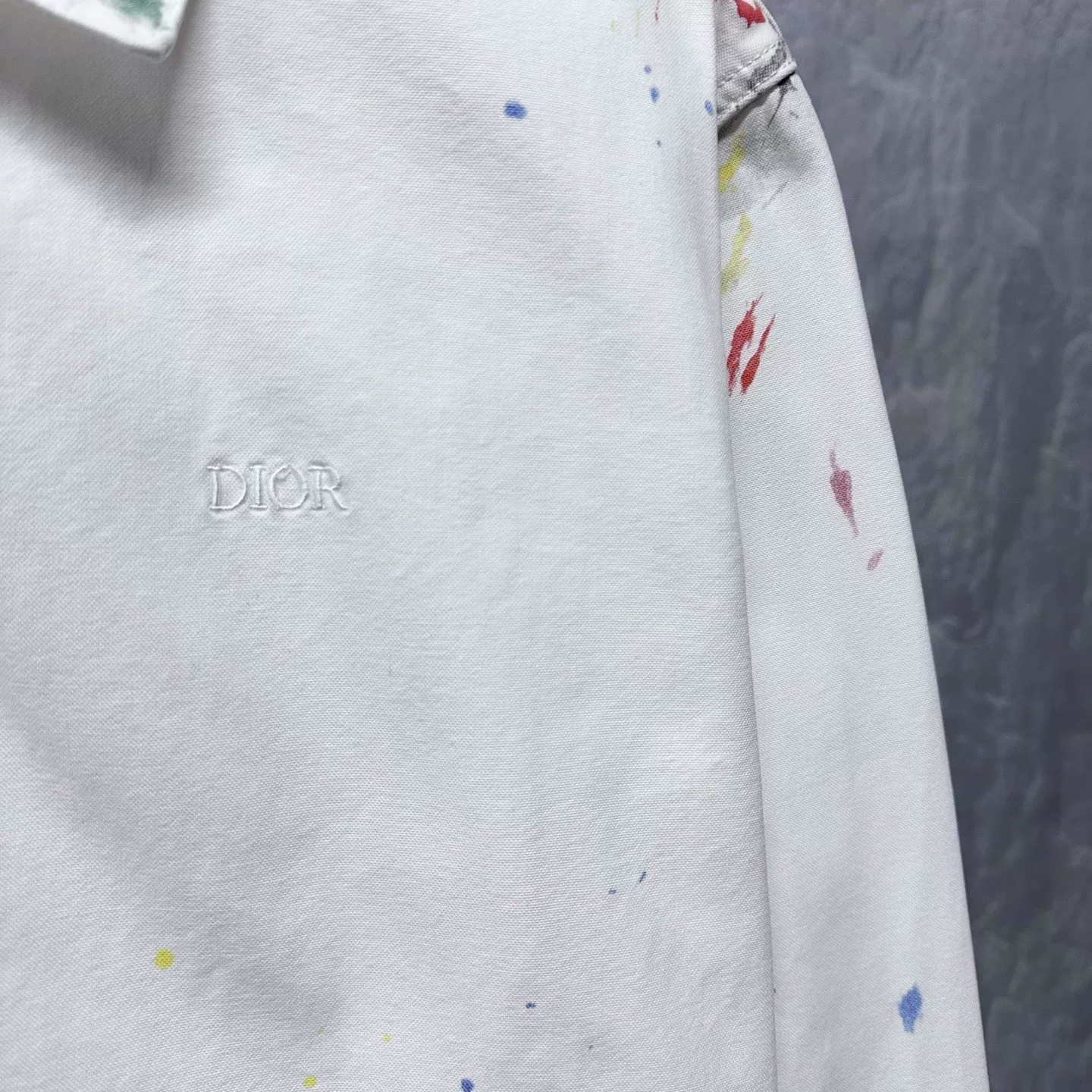 Dior Embroidered Splatter Denim Shirt Jacket — detail