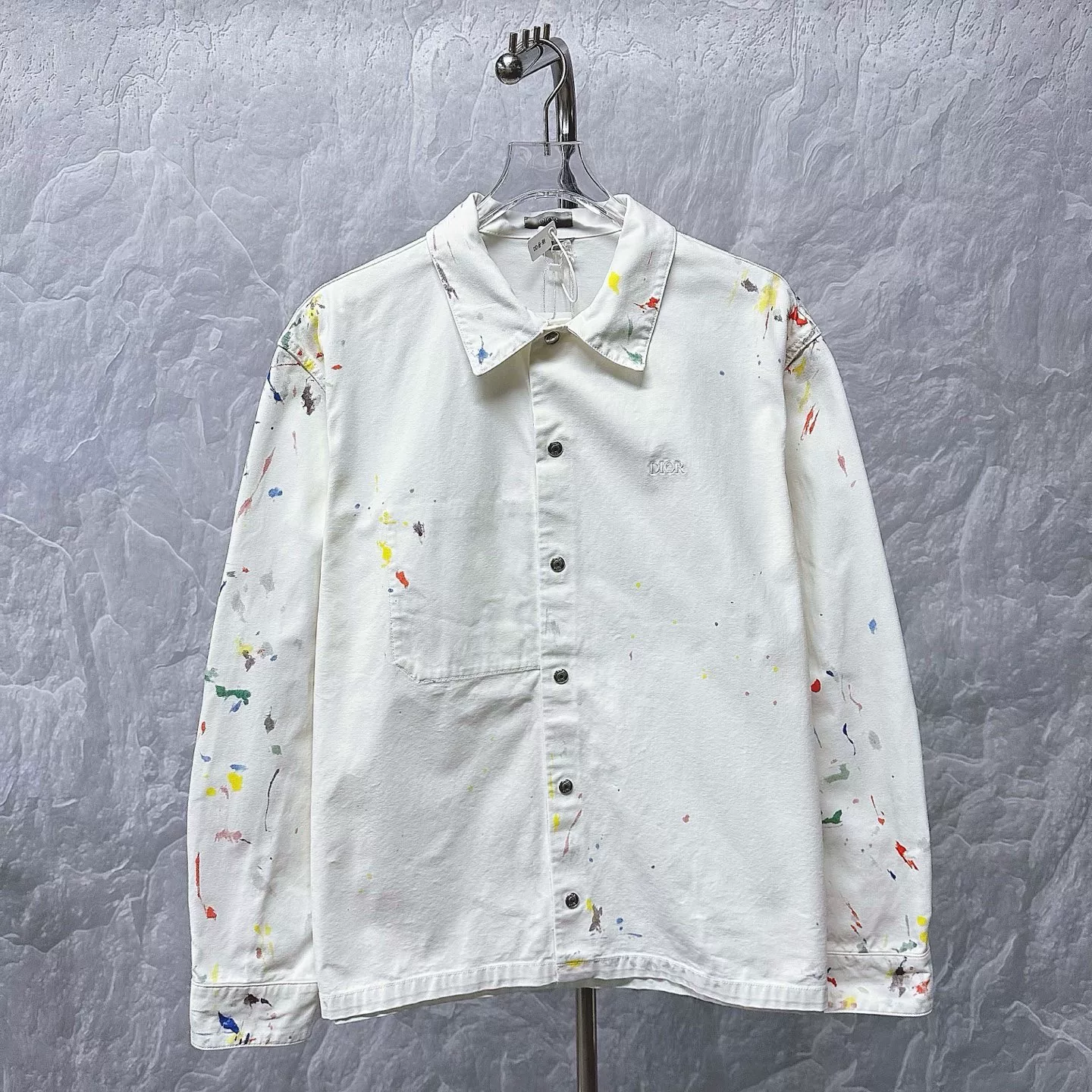 Dior Embroidered Splatter Denim Shirt Jacket