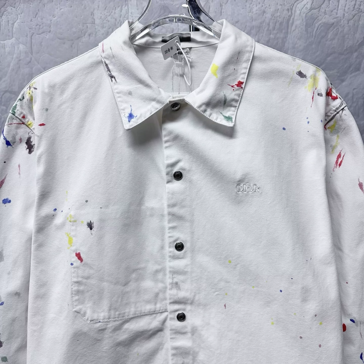 Dior Embroidered Splatter Denim Shirt Jacket — front
