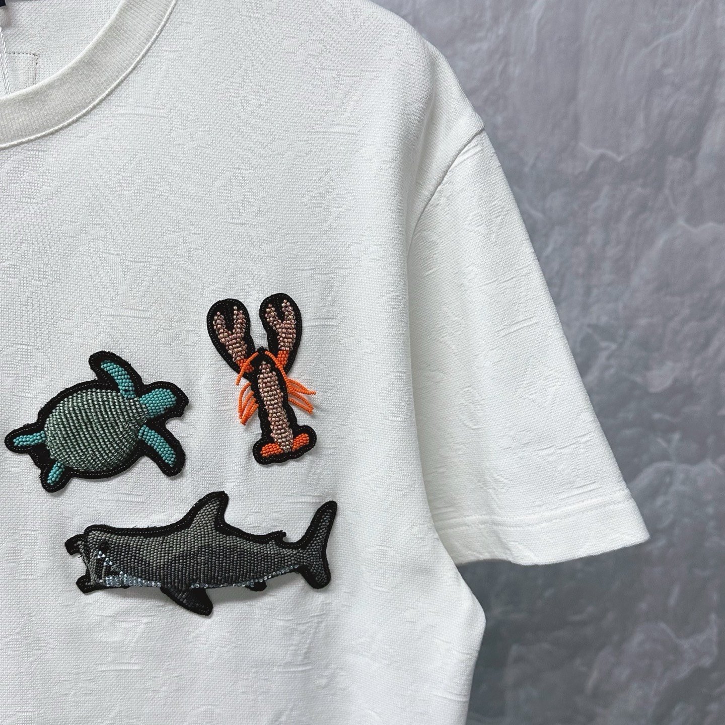 Louis Vuitton Ocean Series Beaded Print Tee — detail