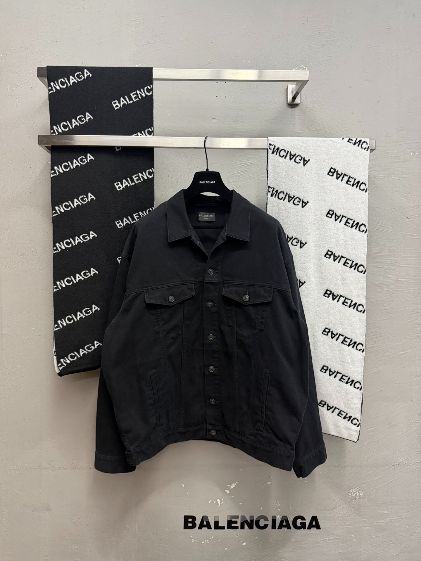 Balenciaga Black Denim Jacket — front