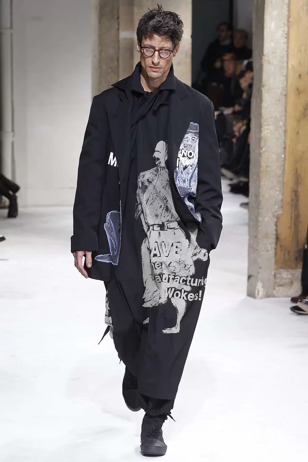 Yohji Yamamoto 17AW Discharge Print Robe — label
