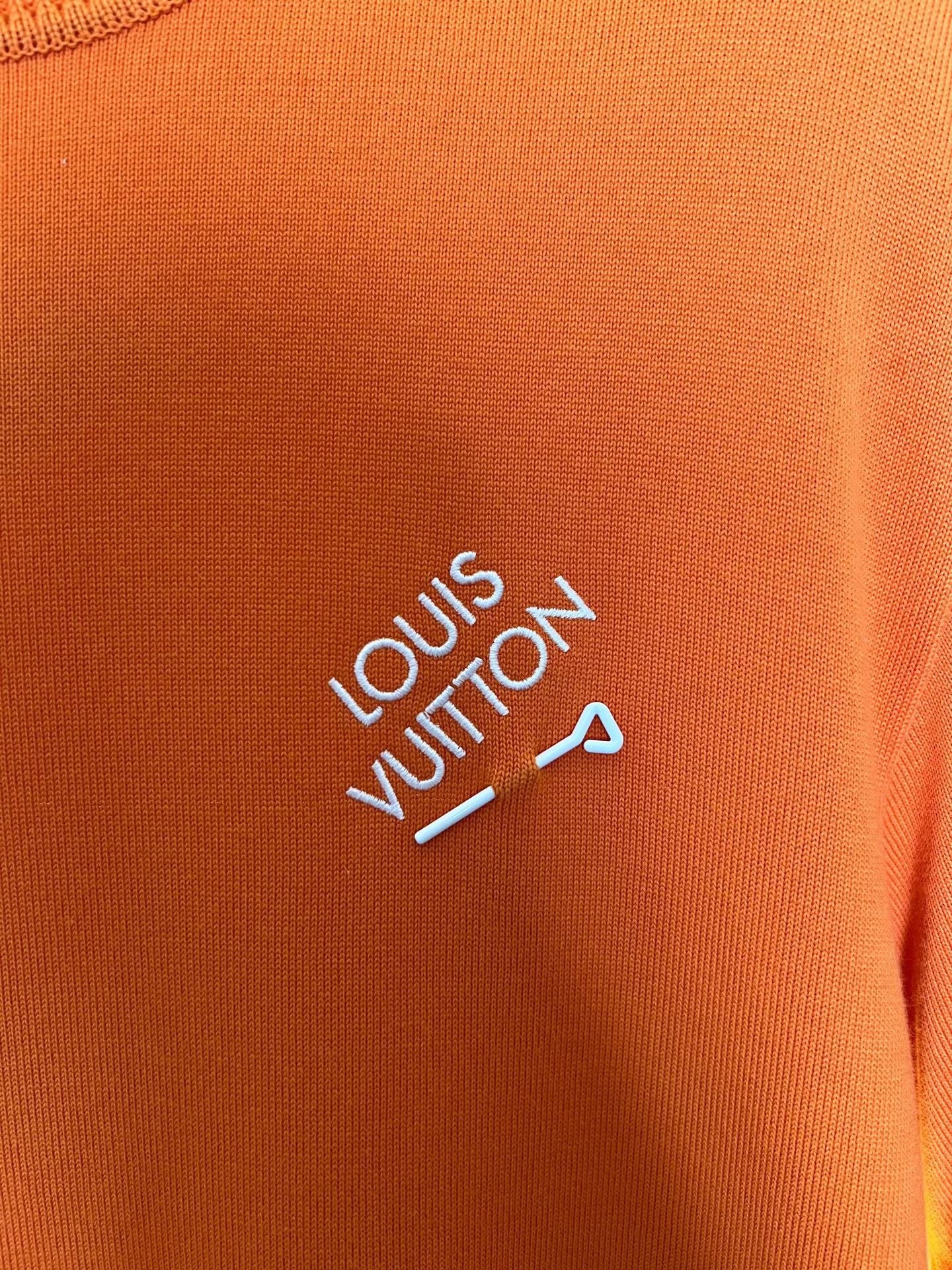 Louis Vuitton Orange Knit Short-Sleeve Top — detail