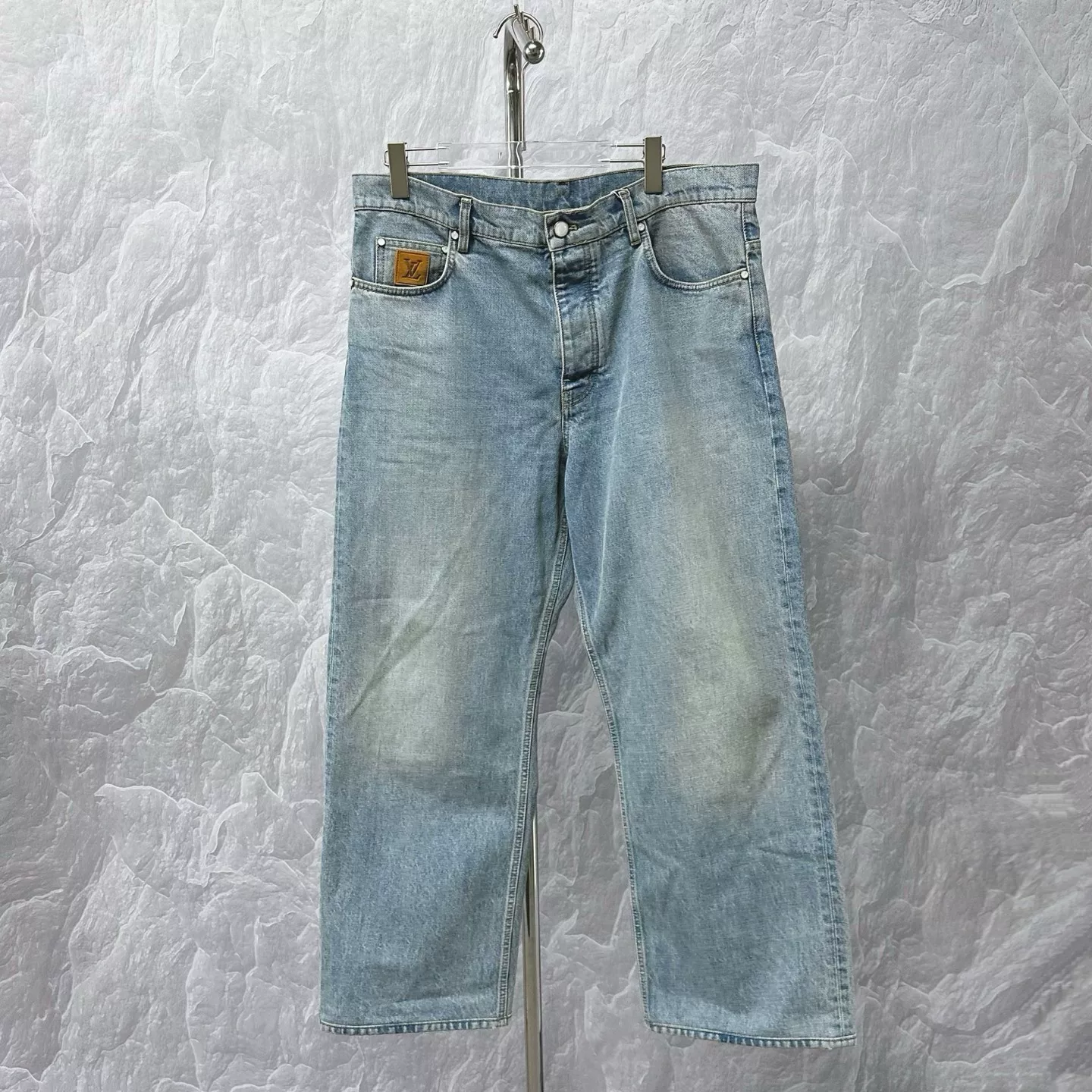 Louis Vuitton SS25 Embroidered Logo Denim Pants