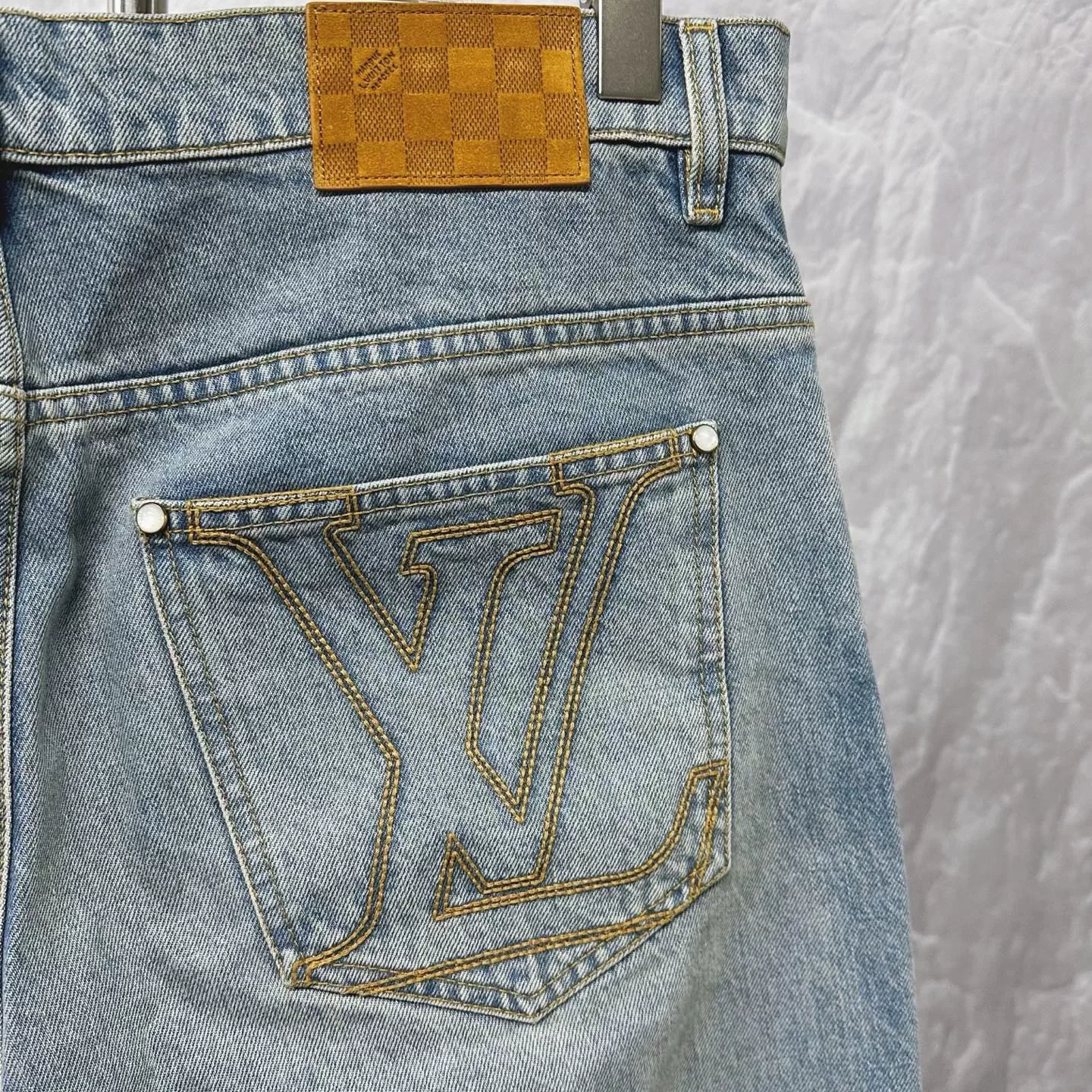 Louis Vuitton SS25 Embroidered Logo Denim Pants — detail
