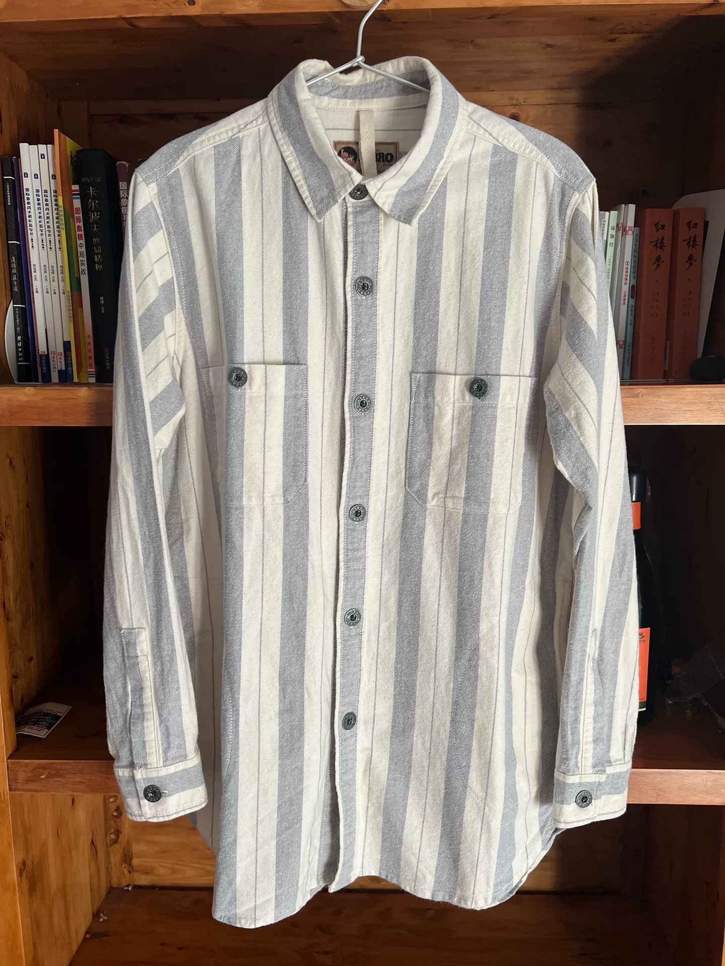 Nigel Cabourn Blue Stripe Workwear Shirt Jacket