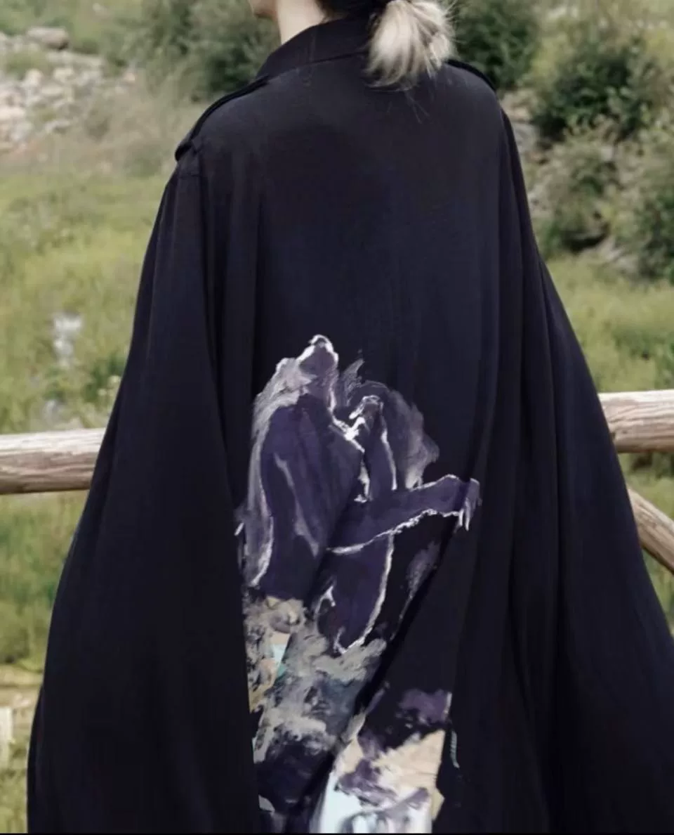 Yohji Yamamoto 19ss Oil Painting Cloak — detail