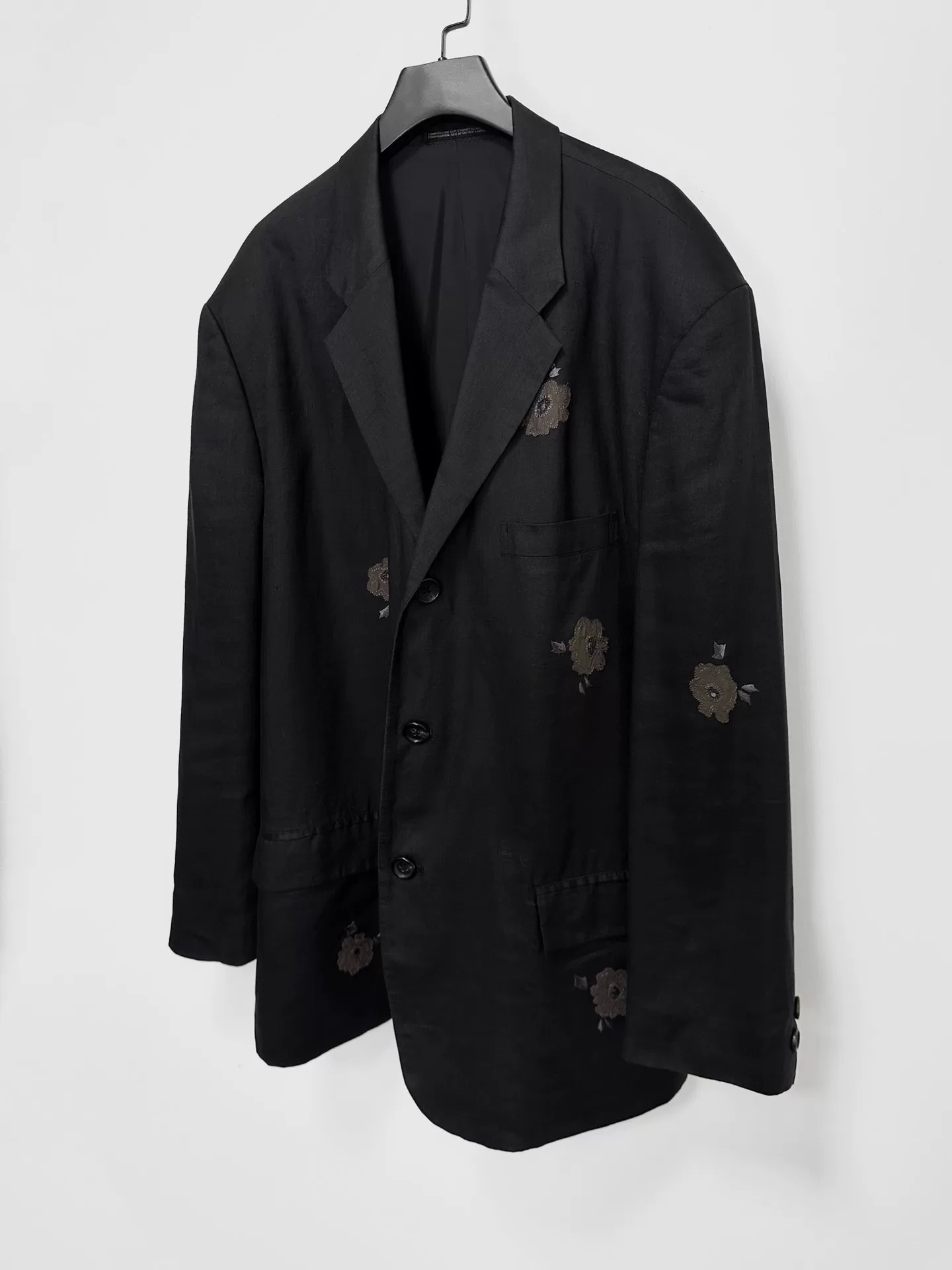 Yohji Yamamoto 98SS Flower Embroidery Linen Coat — front