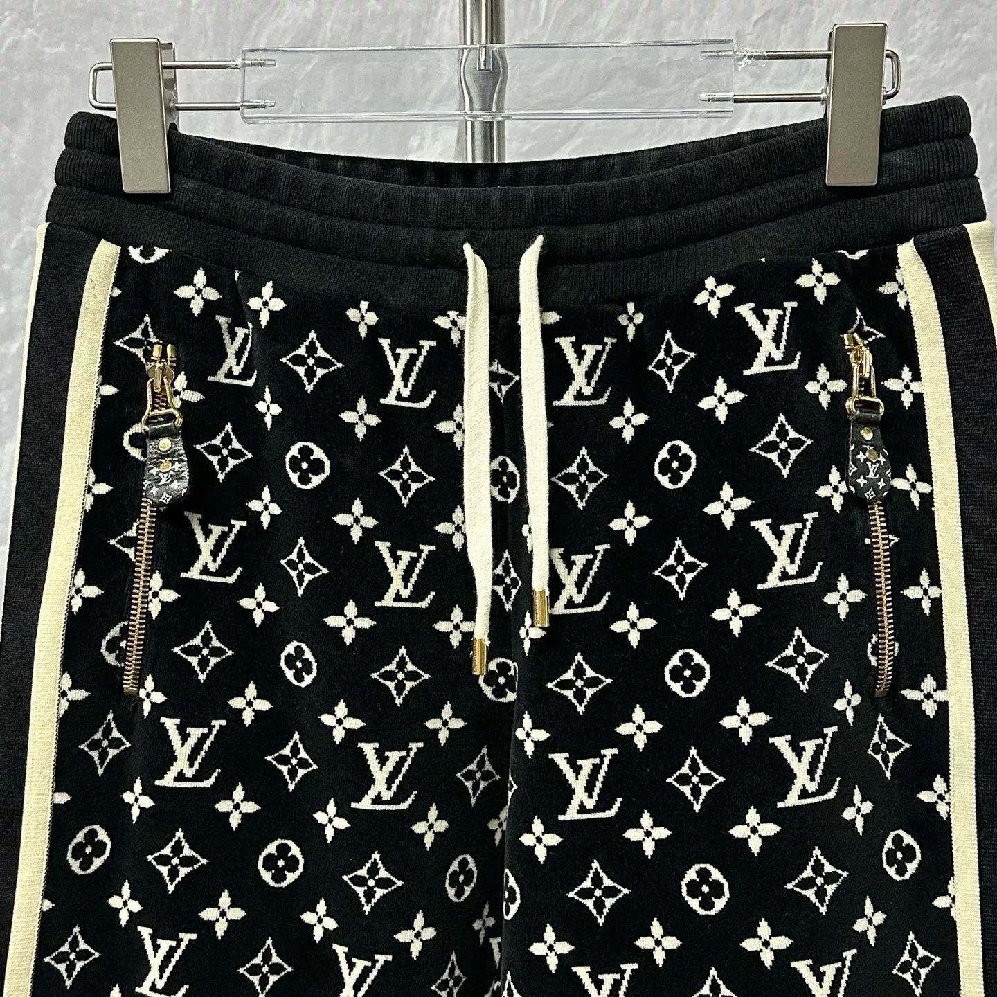 Louis Vuitton Monogram Velvet Side Stripe Pants — front