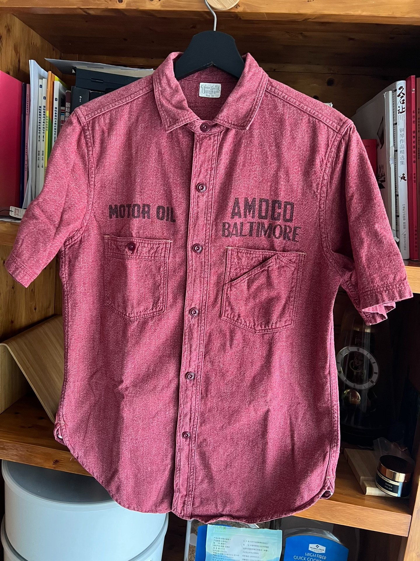 Freewheelers Vintage Printed Workwear Short-Sleeve Shirt — detail