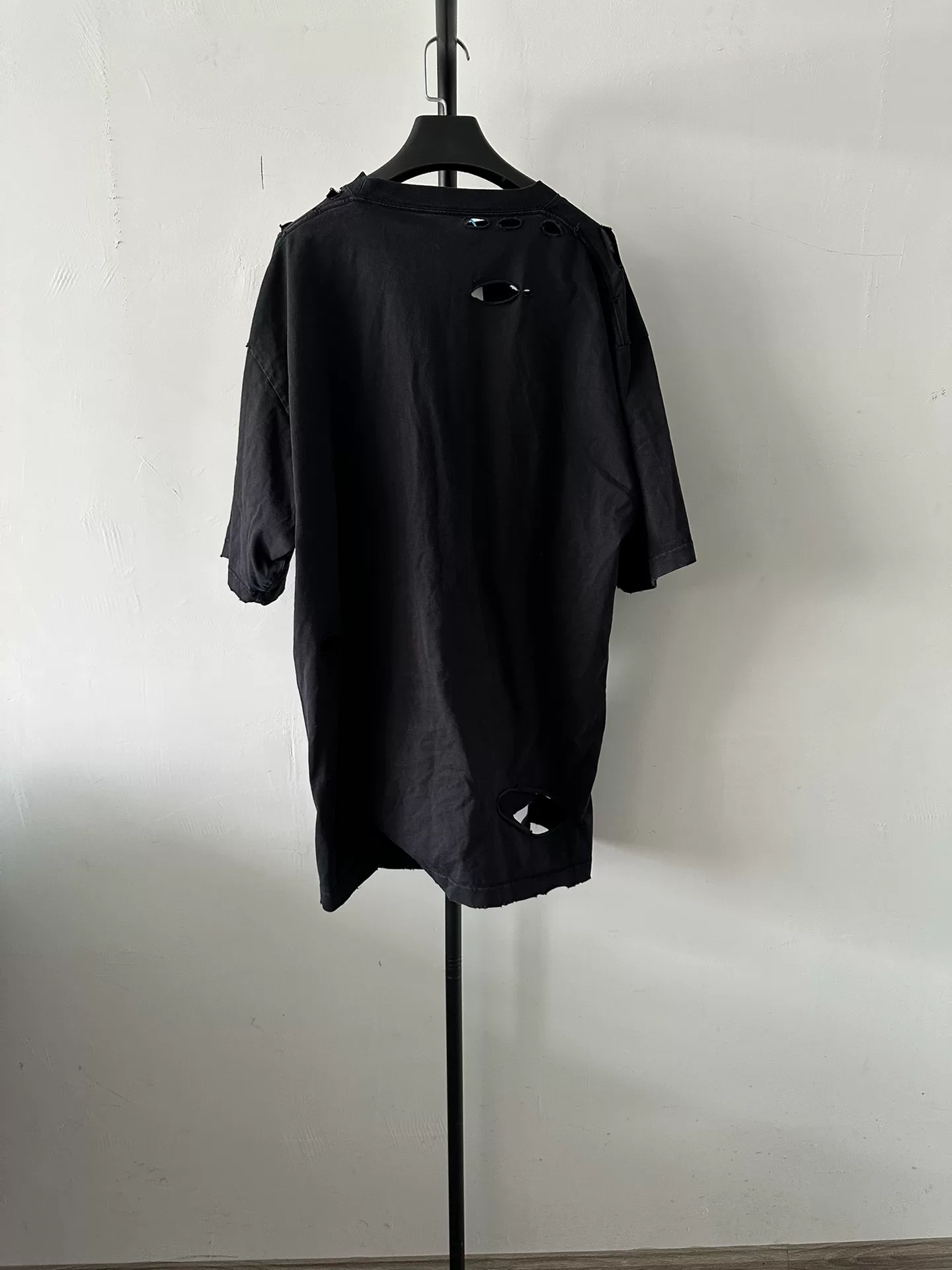 Balenciaga Letter Print Hole Short Sleeve T-shirt — front