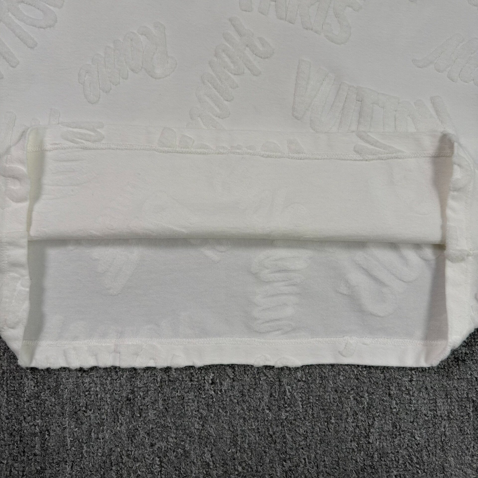 Louis Vuitton Flocked Full-Print White T-Shirt — label