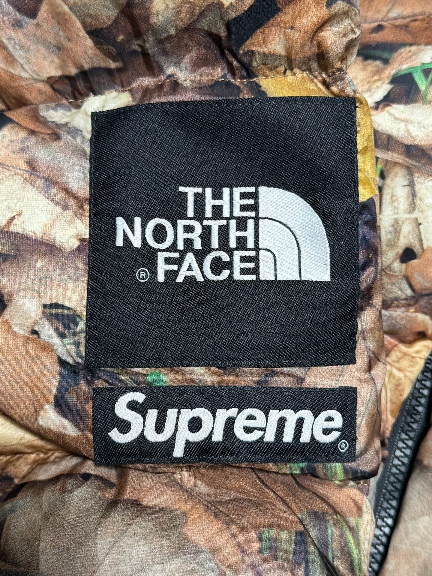 Supreme x The North Face Leaf Down Jacket — label