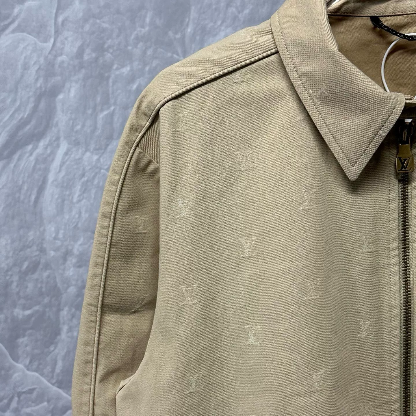 Louis Vuitton FW24 Khaki Monogram Zip Jacket — detail