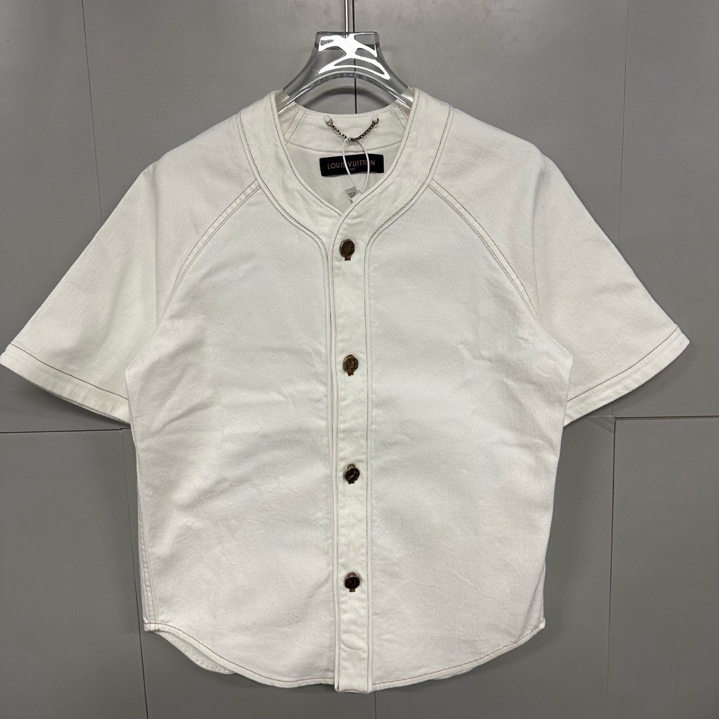 Louis Vuitton Denim Short Sleeve Baseball Shirt