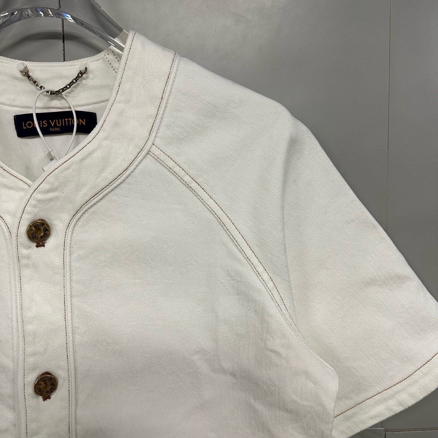 Louis Vuitton Denim Short Sleeve Baseball Shirt — front