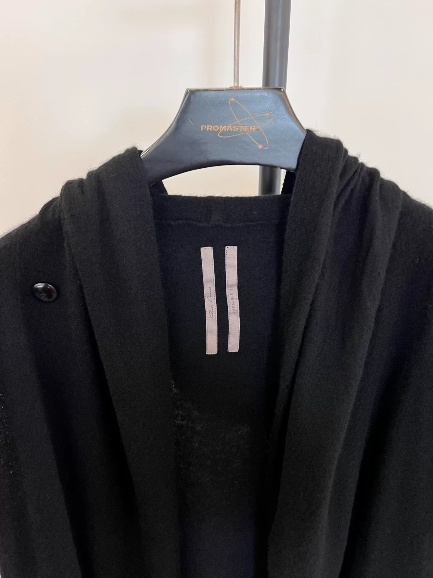 Rick Owens Sleeveless Hooded Long Vest — label