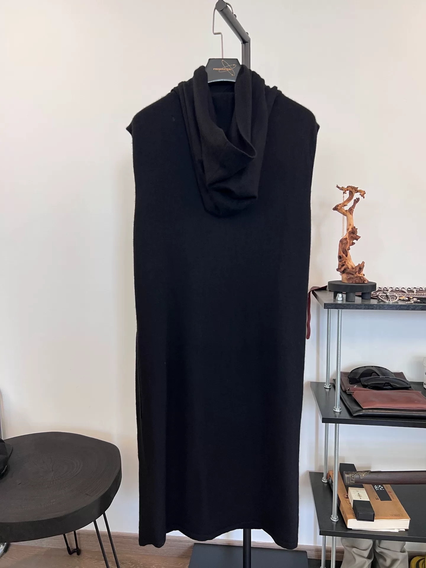 Rick Owens Sleeveless Hooded Long Vest — front