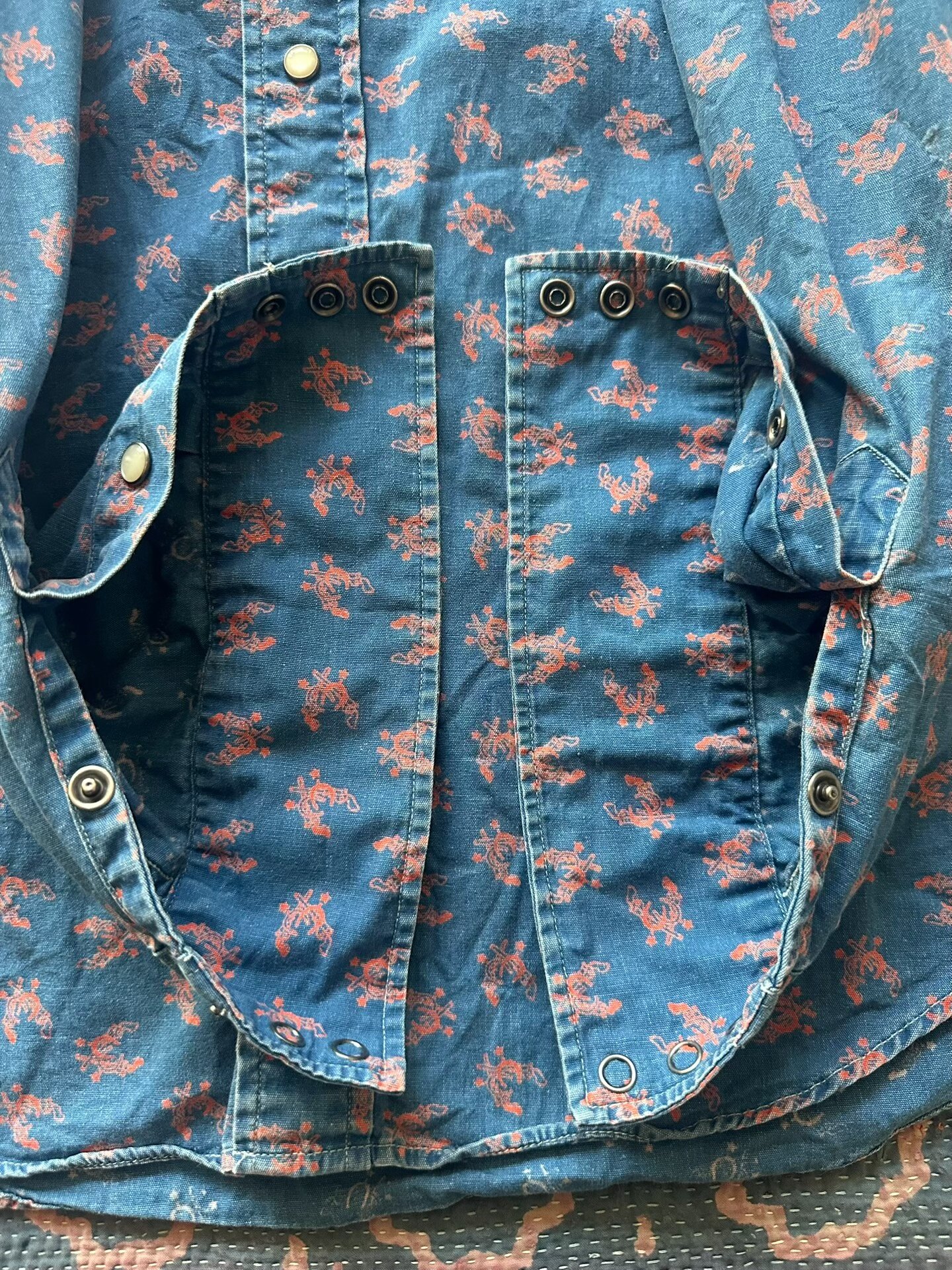 RRL Blue Shirt with Red Patterns — back
