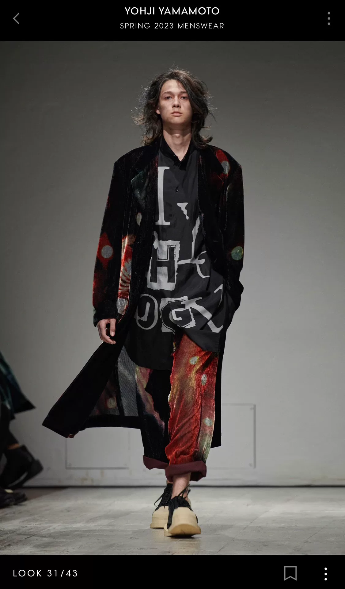 Yohji Yamamoto 23SS Silk Velvet Coat — detail