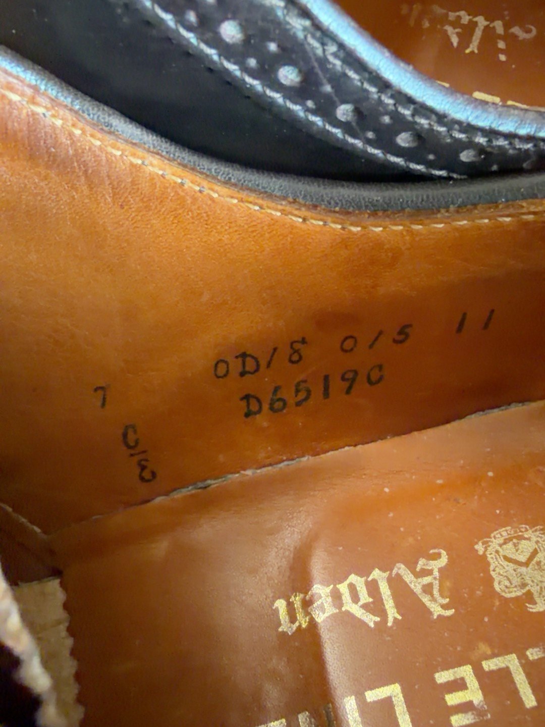 Alden LongWing 975 Shell Cordovan Brogue — label